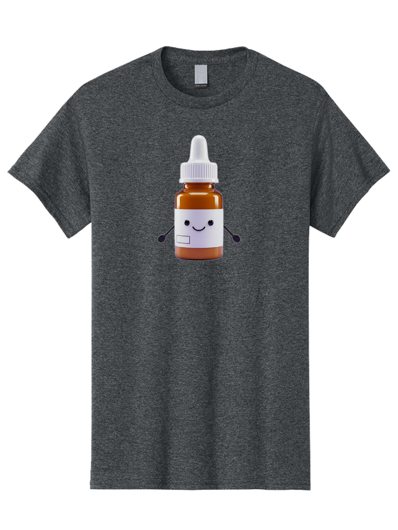Brown-Medicine-Bottle-With-Smiley-Face Men'S Graphic Tee, 100% Cotton, Comfortable Casual Summer Wear, Machine Washable, Medicine Bottle With Smiley Face, Blank Label, Cute Medical Supplies, Humorous Healthcare, Quirky Medicine, Medical Humor, Baa240