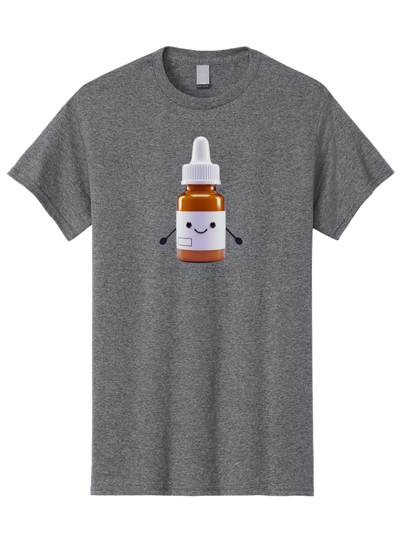 Brown-Medicine-Bottle-With-Smiley-Face Men'S Graphic Tee, 100% Cotton, Comfortable Casual Summer Wear, Machine Washable, Medicine Bottle With Smiley Face, Blank Label, Cute Medical Supplies, Humorous Healthcare, Quirky Medicine, Medical Humor, Baa240