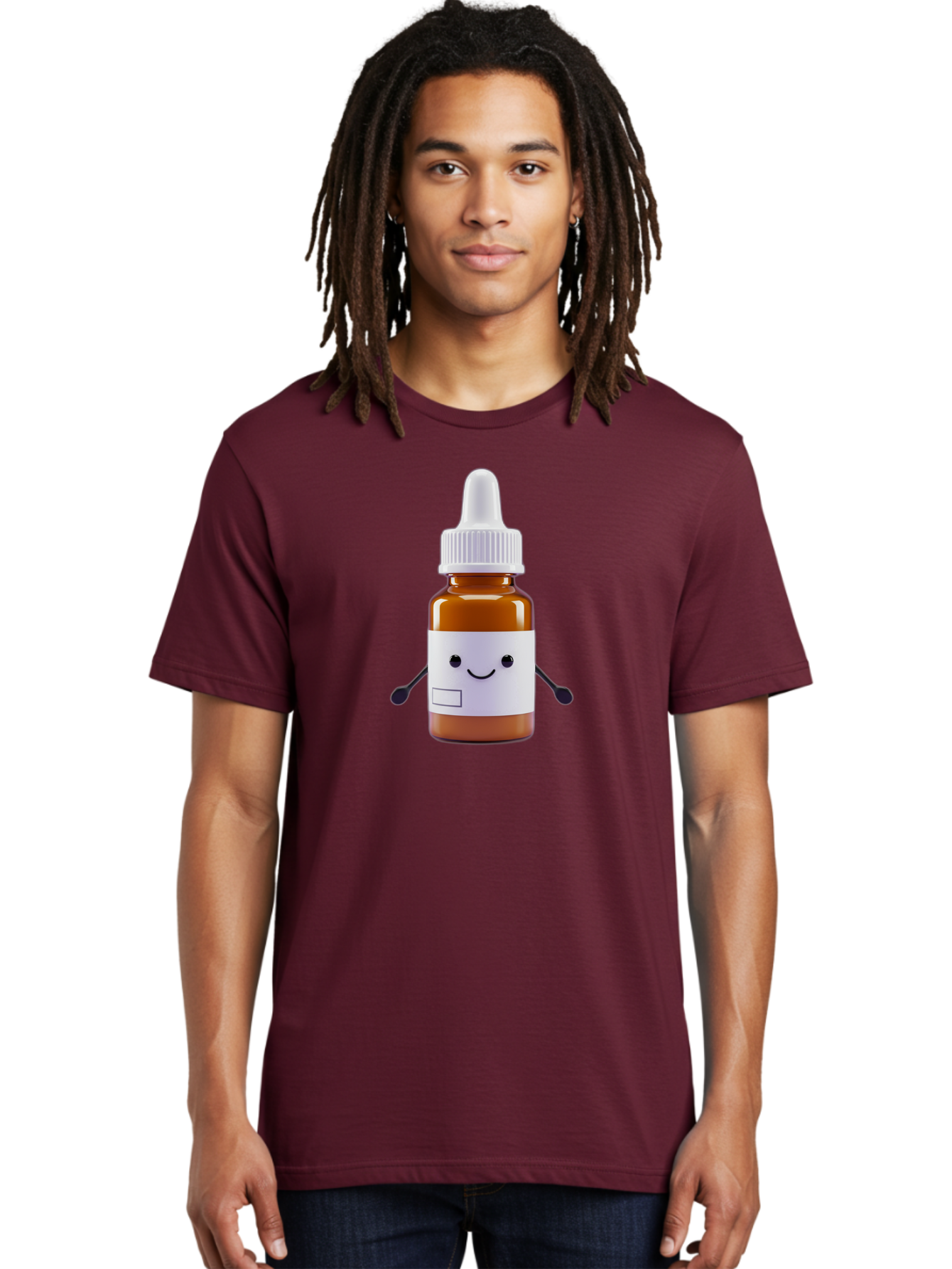 Brown-Medicine-Bottle-With-Smiley-Face Men'S Graphic Tee, 100% Cotton, Comfortable Casual Summer Wear, Machine Washable, Medicine Bottle With Smiley Face, Blank Label, Cute Medical Supplies, Humorous Healthcare, Quirky Medicine, Medical Humor, Baa240