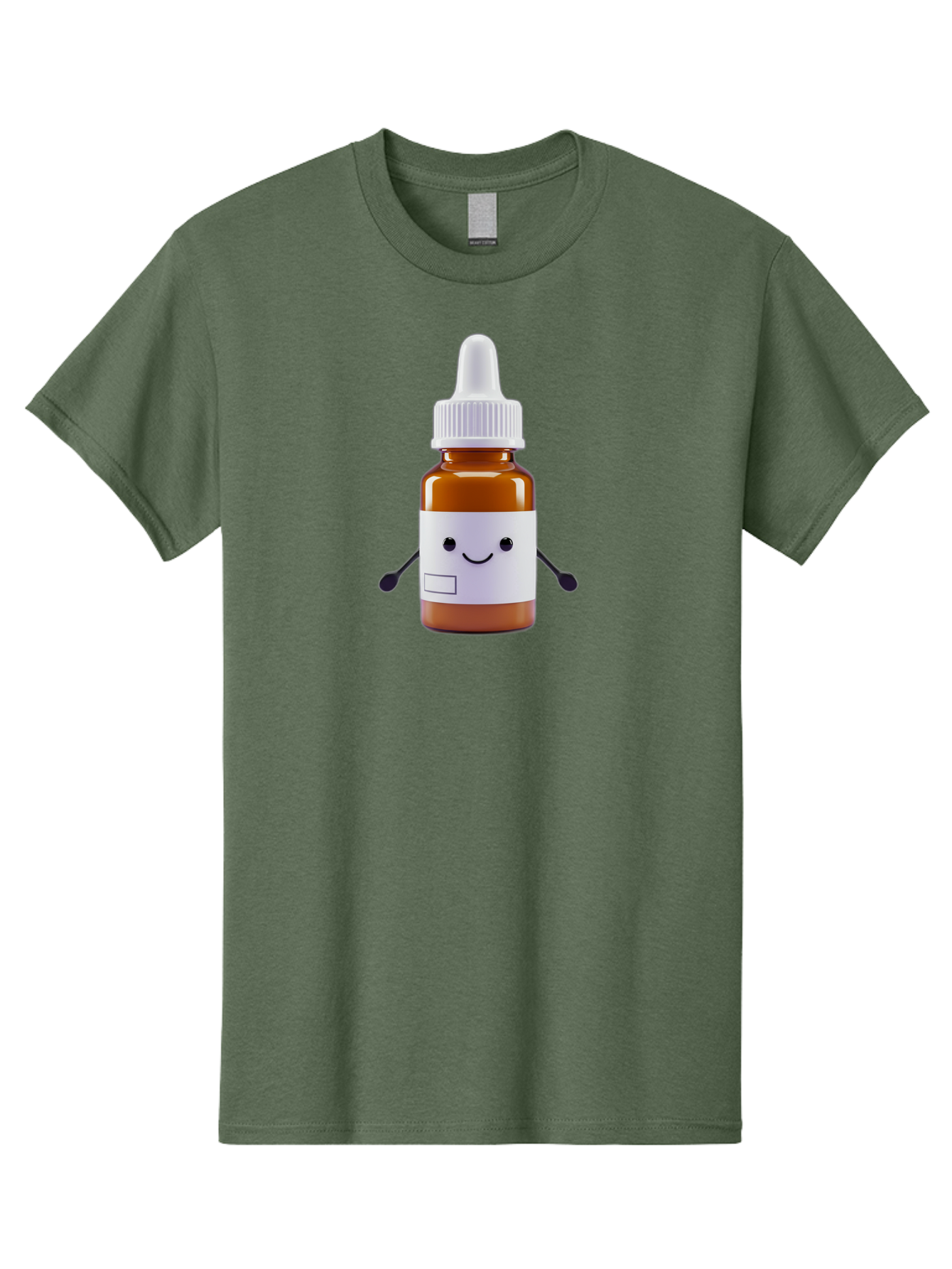 Brown-Medicine-Bottle-With-Smiley-Face Men'S Graphic Tee, 100% Cotton, Comfortable Casual Summer Wear, Machine Washable, Medicine Bottle With Smiley Face, Blank Label, Cute Medical Supplies, Humorous Healthcare, Quirky Medicine, Medical Humor, Baa240