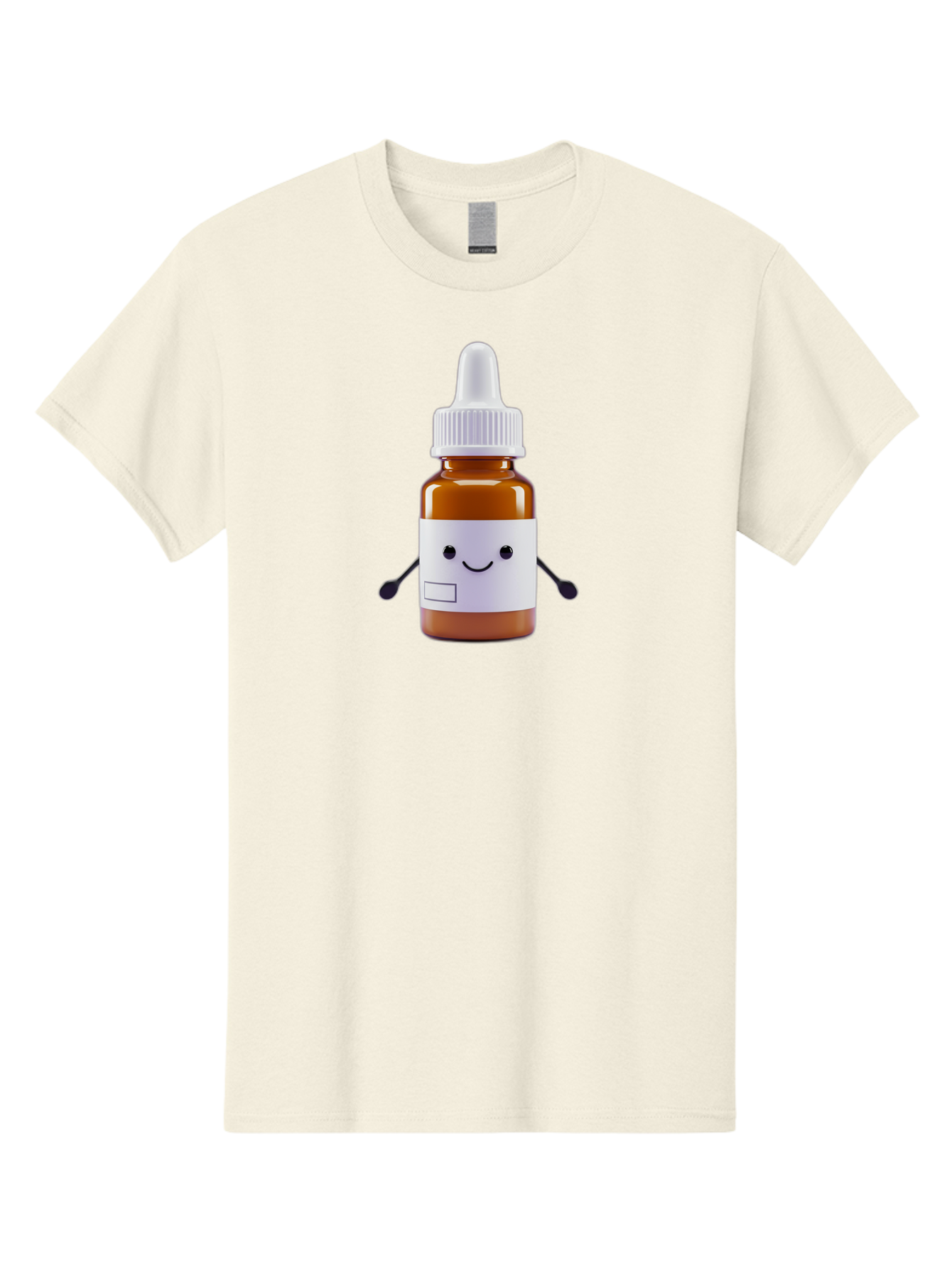 Brown-Medicine-Bottle-With-Smiley-Face Men'S Graphic Tee, 100% Cotton, Comfortable Casual Summer Wear, Machine Washable, Medicine Bottle With Smiley Face, Blank Label, Cute Medical Supplies, Humorous Healthcare, Quirky Medicine, Medical Humor, Baa240