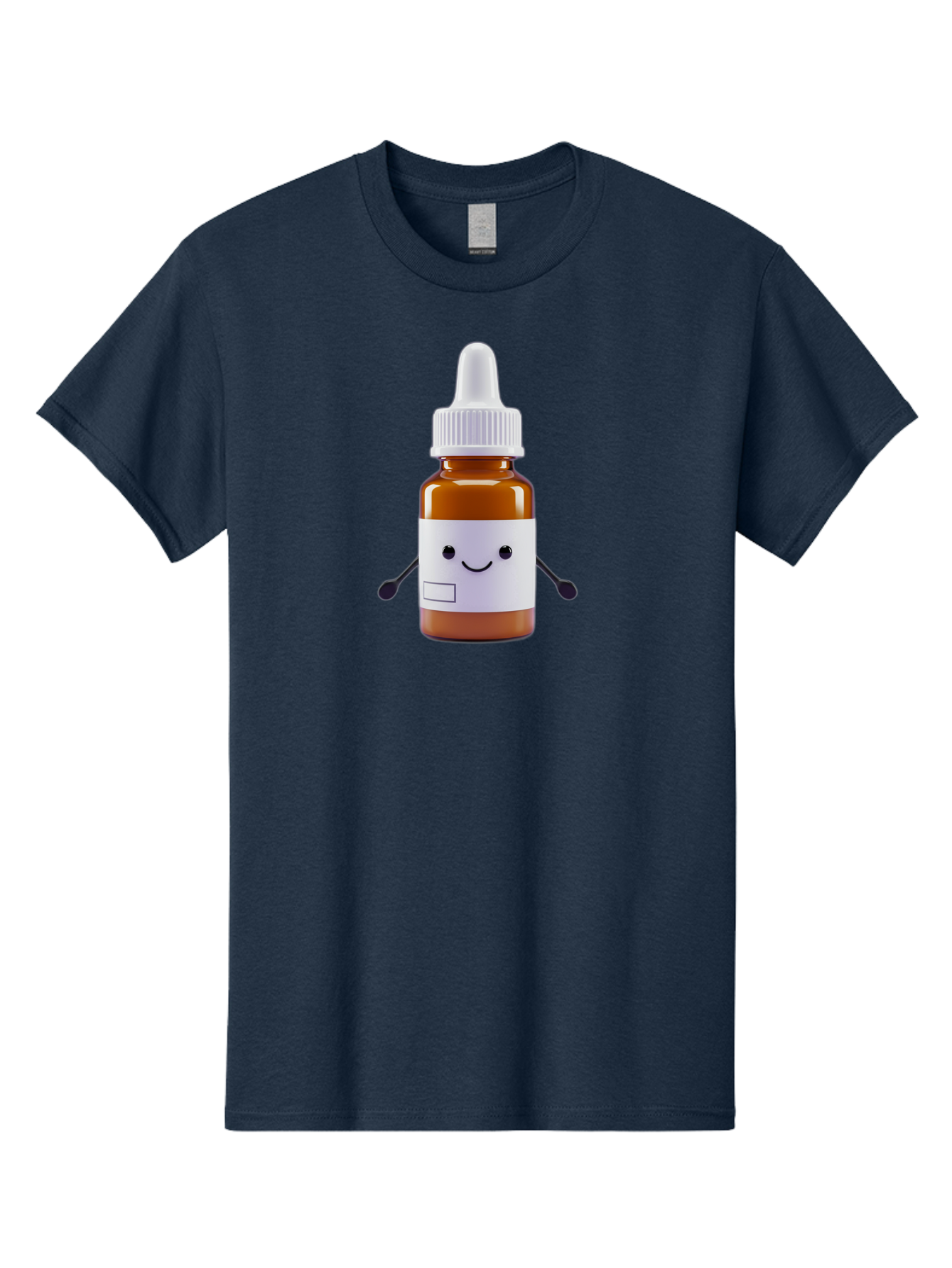 Brown-Medicine-Bottle-With-Smiley-Face Men'S Graphic Tee, 100% Cotton, Comfortable Casual Summer Wear, Machine Washable, Medicine Bottle With Smiley Face, Blank Label, Cute Medical Supplies, Humorous Healthcare, Quirky Medicine, Medical Humor, Baa240