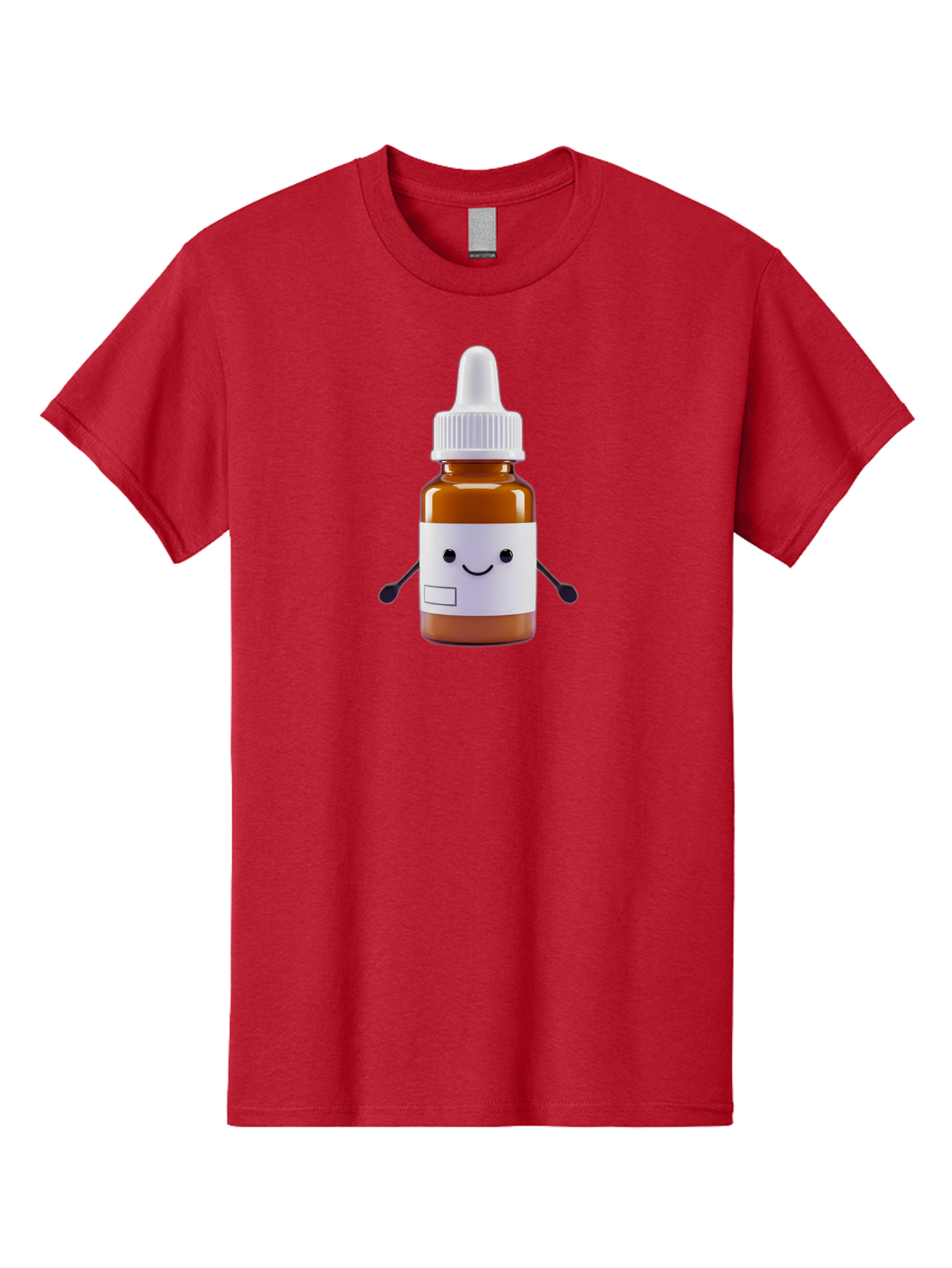 Brown-Medicine-Bottle-With-Smiley-Face Men'S Graphic Tee, 100% Cotton, Comfortable Casual Summer Wear, Machine Washable, Medicine Bottle With Smiley Face, Blank Label, Cute Medical Supplies, Humorous Healthcare, Quirky Medicine, Medical Humor, Baa240