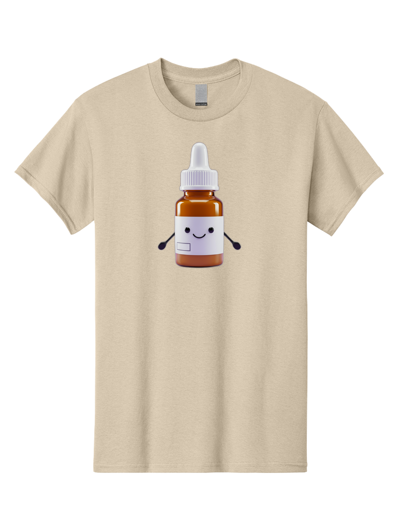 Brown-Medicine-Bottle-With-Smiley-Face Men'S Graphic Tee, 100% Cotton, Comfortable Casual Summer Wear, Machine Washable, Medicine Bottle With Smiley Face, Blank Label, Cute Medical Supplies, Humorous Healthcare, Quirky Medicine, Medical Humor, Baa240