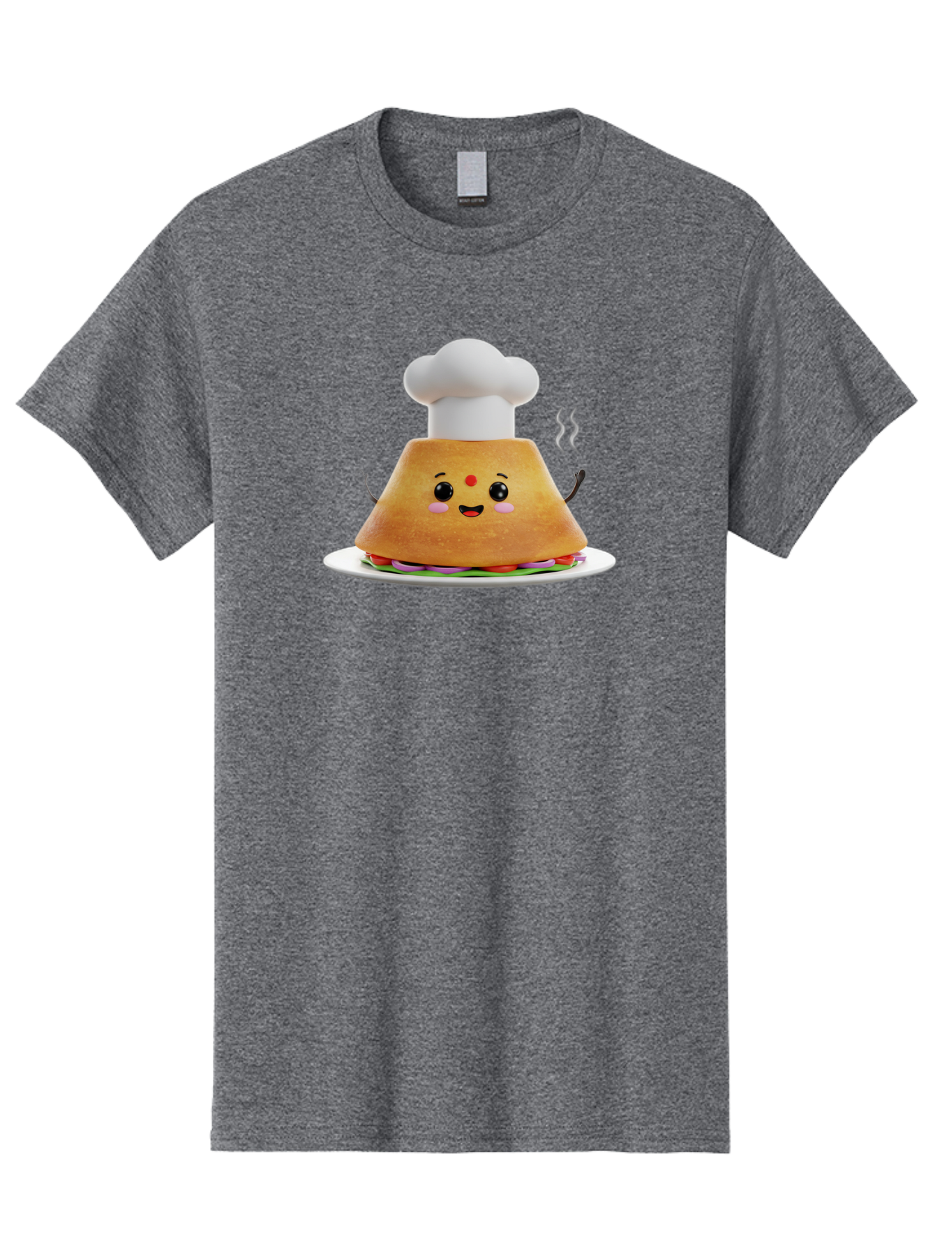 Burger-Chef Men'S Graphic Tee, 100% Cotton, Comfortable Casual Summer Wear, Machine Washable, Smiling Burger, Chef Hat, Cartoon Food, Happy Meal, Funny Character, Foodie Fun, Animated Scene, Kawaii Culture Baa242
