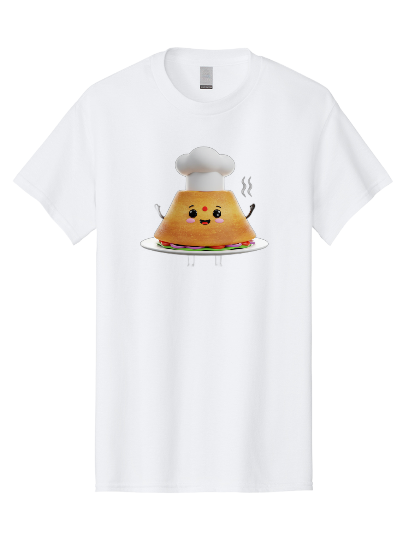 Burger-Chef Men'S Graphic Tee, 100% Cotton, Comfortable Casual Summer Wear, Machine Washable, Smiling Burger, Chef Hat, Cartoon Food, Happy Meal, Funny Character, Foodie Fun, Animated Scene, Kawaii Culture Baa242