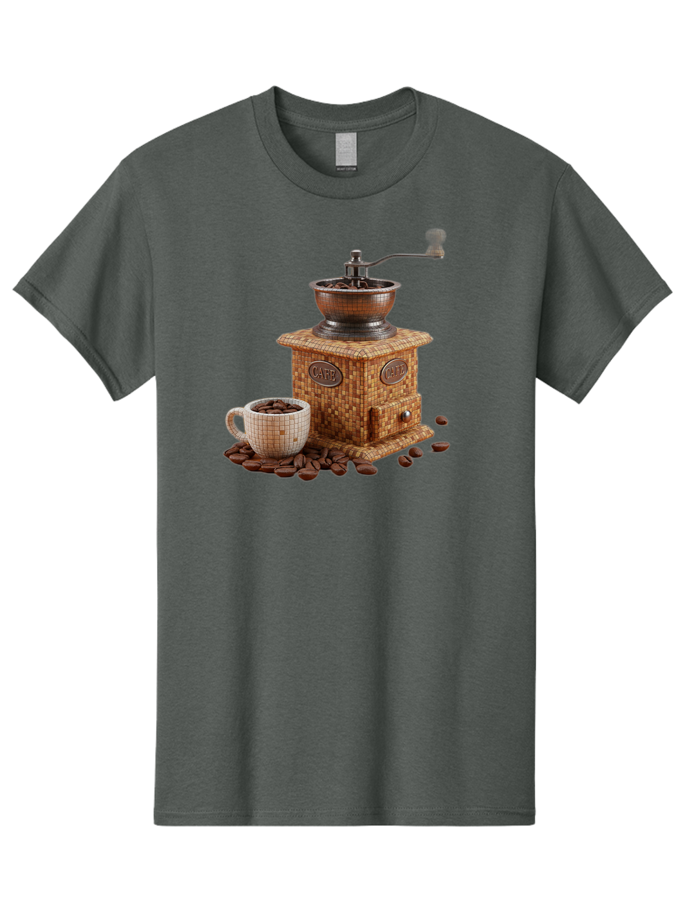 Cafe-Coffee-Grinder-1 Men'S Graphic Tee, 100% Cotton, Comfortable Casual Summer Wear, Machine Washable, Vintage Coffee Grinder, Coffee Beans, Cafe, Manual Grinder, Retro Kitchen, Coffee Lover, Morning Coffee, Coffee Cup, Coffee Time, Baa245