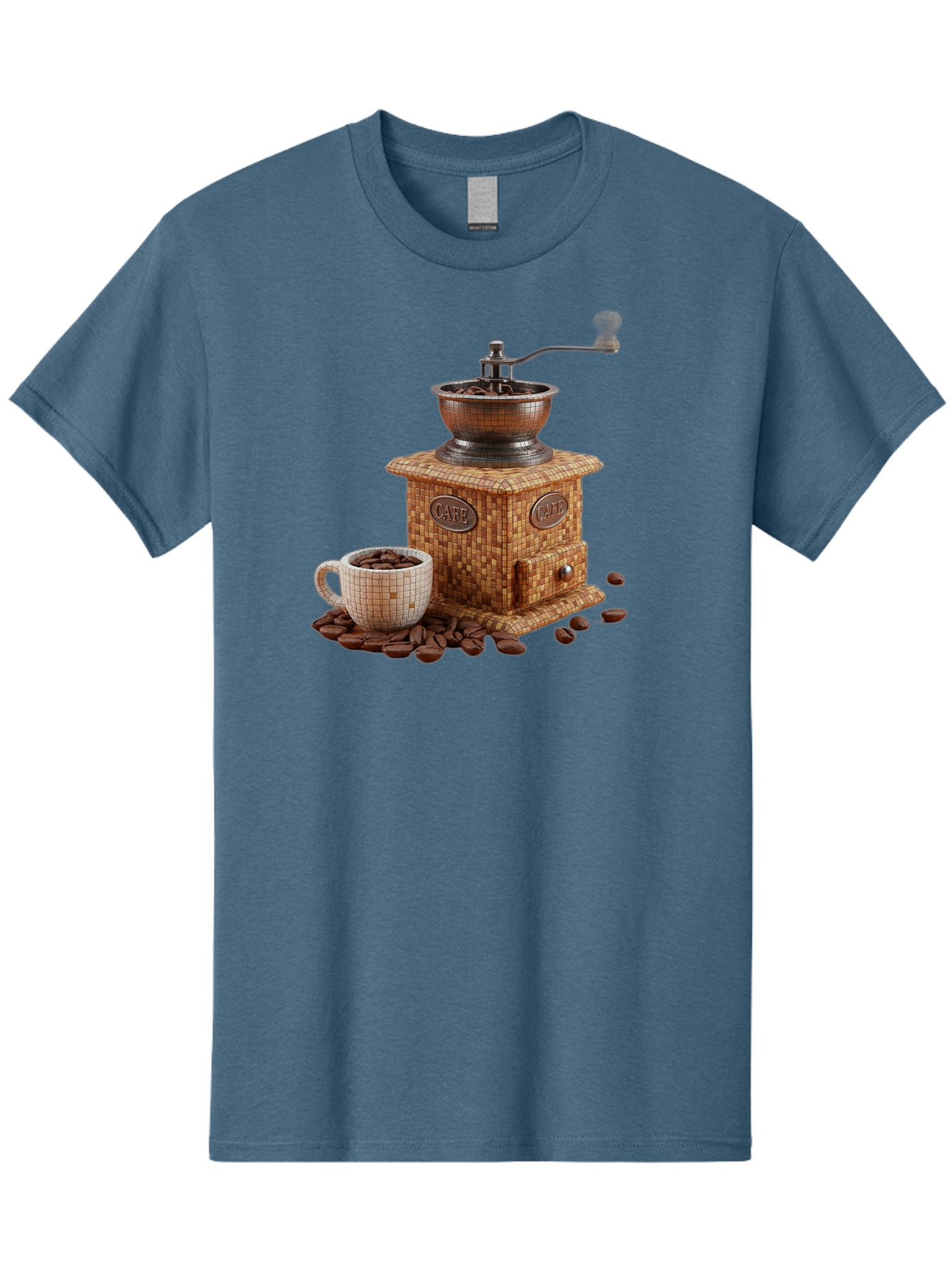 Cafe-Coffee-Grinder-1 Men'S Graphic Tee, 100% Cotton, Comfortable Casual Summer Wear, Machine Washable, Vintage Coffee Grinder, Coffee Beans, Cafe, Manual Grinder, Retro Kitchen, Coffee Lover, Morning Coffee, Coffee Cup, Coffee Time, Baa245