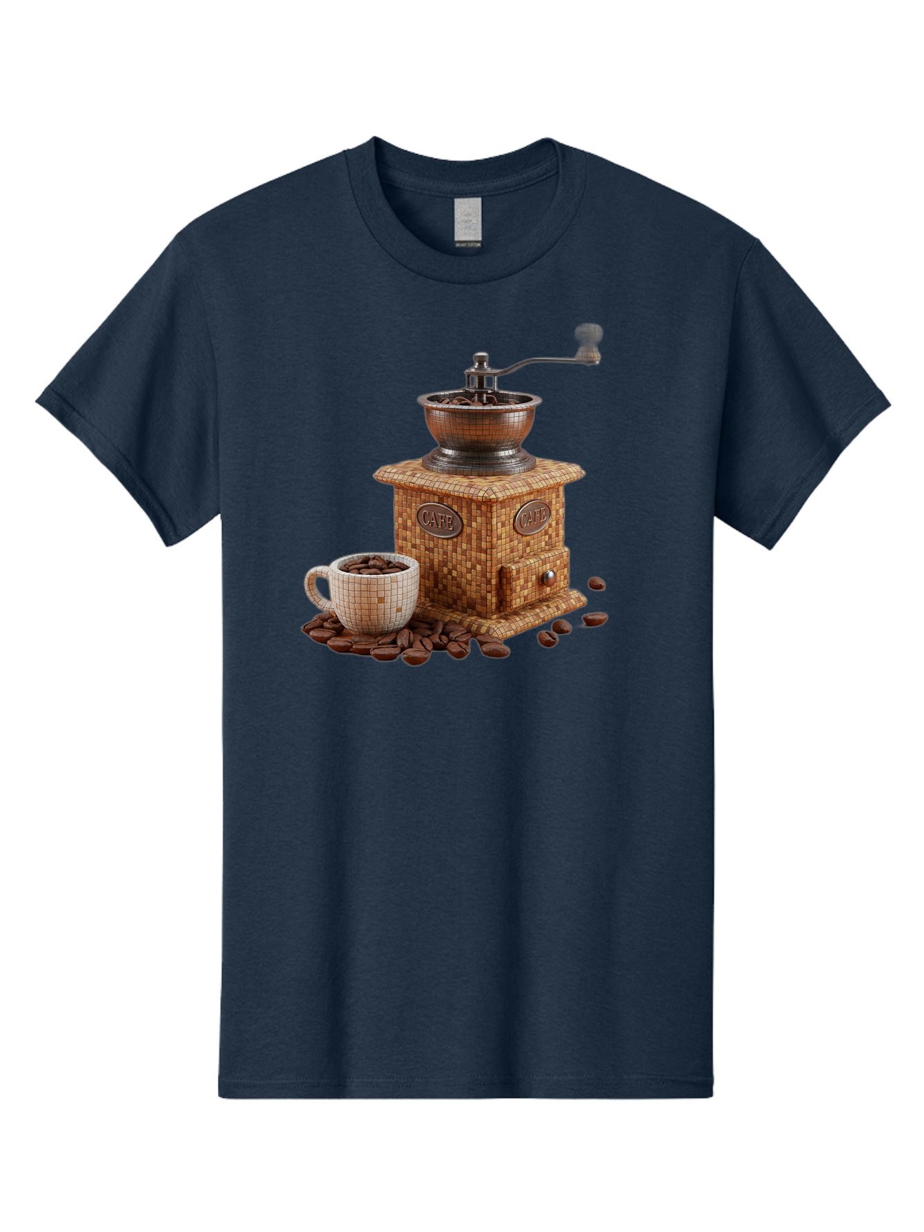 Cafe-Coffee-Grinder-1 Men'S Graphic Tee, 100% Cotton, Comfortable Casual Summer Wear, Machine Washable, Vintage Coffee Grinder, Coffee Beans, Cafe, Manual Grinder, Retro Kitchen, Coffee Lover, Morning Coffee, Coffee Cup, Coffee Time, Baa245