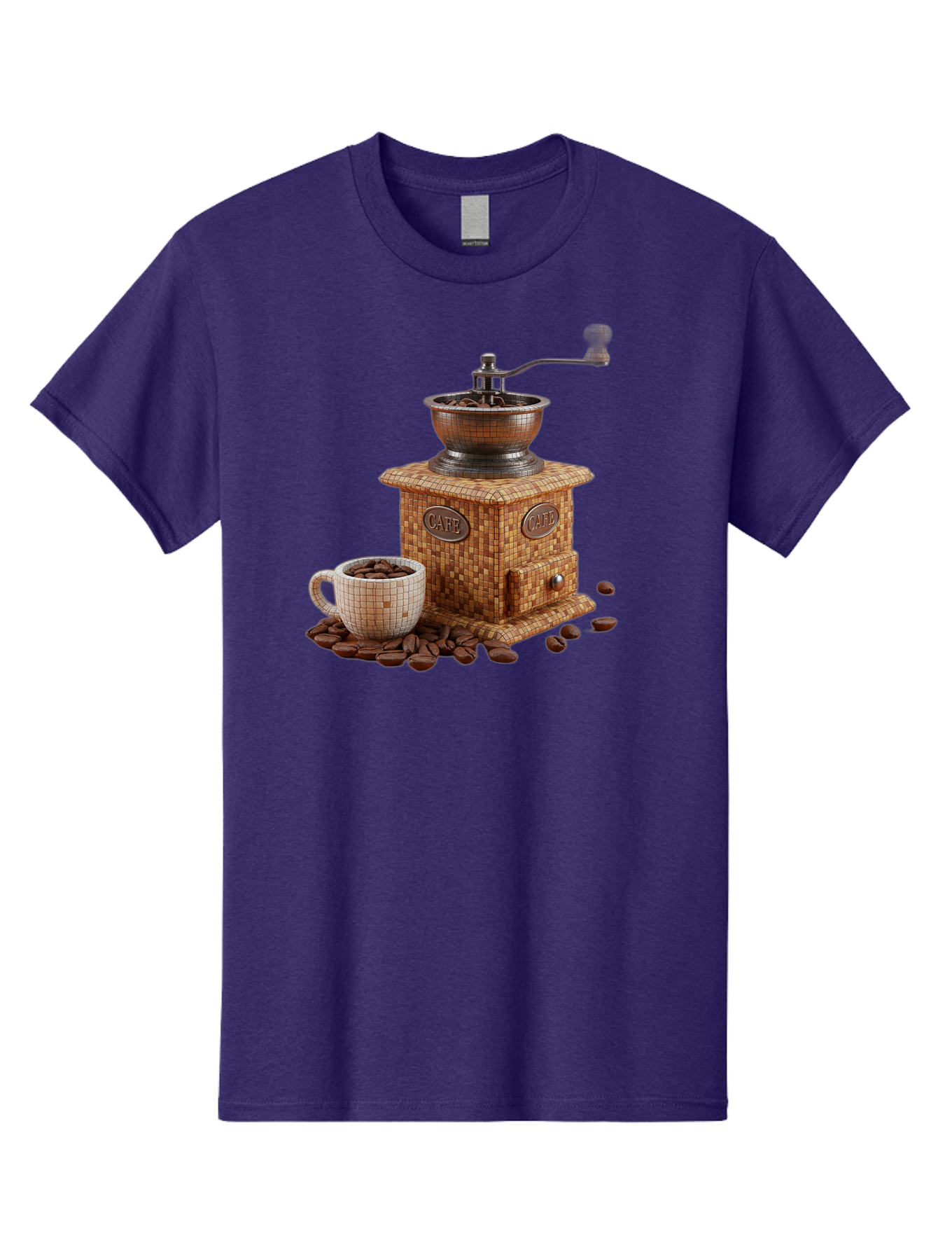 Cafe-Coffee-Grinder-1 Men'S Graphic Tee, 100% Cotton, Comfortable Casual Summer Wear, Machine Washable, Vintage Coffee Grinder, Coffee Beans, Cafe, Manual Grinder, Retro Kitchen, Coffee Lover, Morning Coffee, Coffee Cup, Coffee Time, Baa245