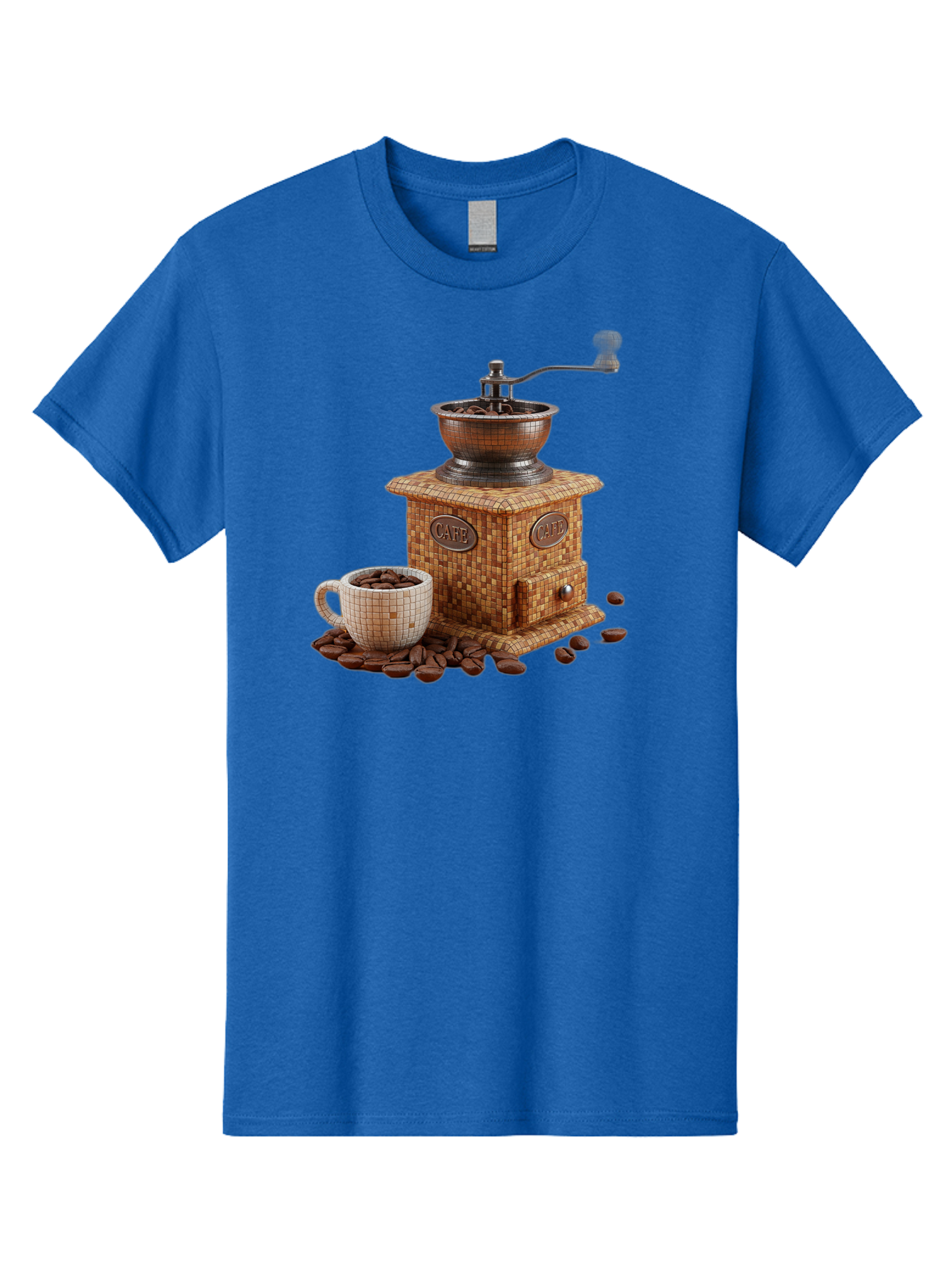 Cafe-Coffee-Grinder-1 Men'S Graphic Tee, 100% Cotton, Comfortable Casual Summer Wear, Machine Washable, Vintage Coffee Grinder, Coffee Beans, Cafe, Manual Grinder, Retro Kitchen, Coffee Lover, Morning Coffee, Coffee Cup, Coffee Time, Baa245