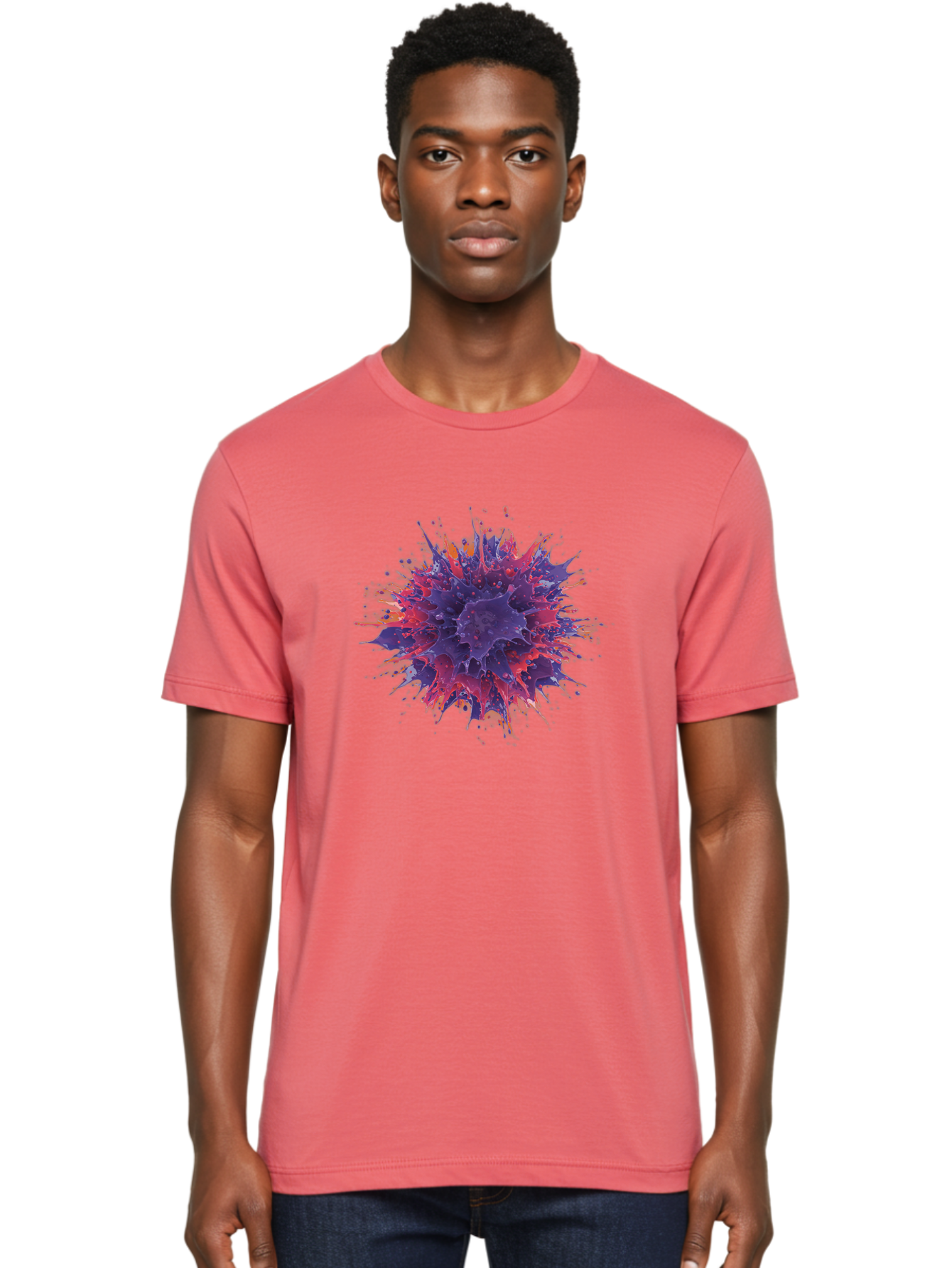 Cancer-Cell Men'S Graphic Tee, 100% Cotton, Comfortable Casual Summer Wear, Machine Washable, Cancer Cell, Tumor Cell, Abnormal Cell Growth, Purple And Red Cell Structure, Spiky Cell Texture, Medical Illustration, Cancer Research, Cell Biology Baa248