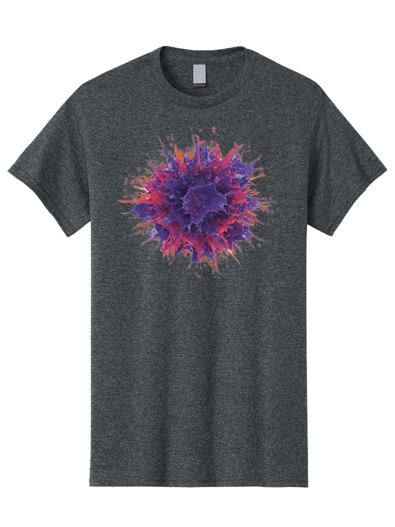 Cancer-Cell Men'S Graphic Tee, 100% Cotton, Comfortable Casual Summer Wear, Machine Washable, Cancer Cell, Tumor Cell, Abnormal Cell Growth, Purple And Red Cell Structure, Spiky Cell Texture, Medical Illustration, Cancer Research, Cell Biology Baa248