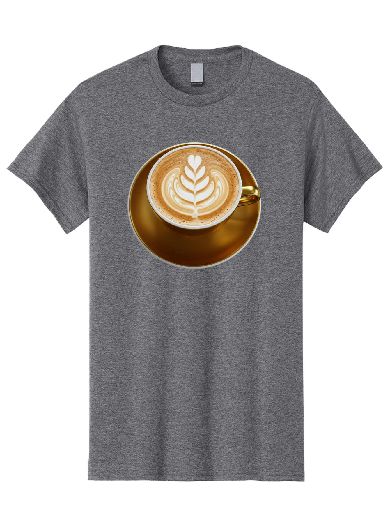 Cappuccino-Coffee Men'S Graphic Tee, 100% Cotton, Comfortable Casual Summer Wear, Machine Washable, Latte Art, Coffee Design, Leaf Pattern, Heart Shape, Coffee Cup, Saucer, Coffee Culture, Specialty Coffee, Espresso Art, Crema, Coffee Time Baa251