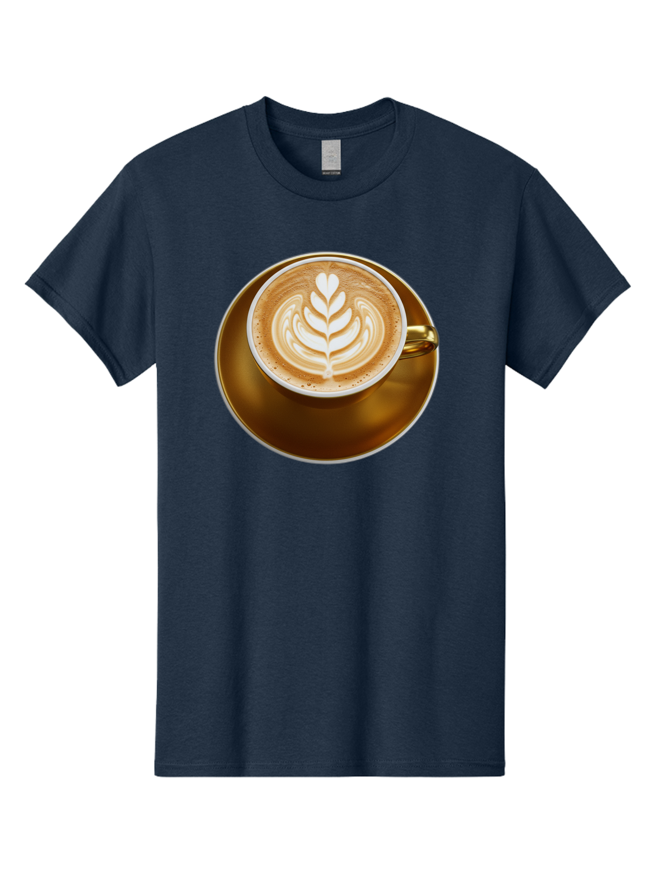 Cappuccino-Coffee Men'S Graphic Tee, 100% Cotton, Comfortable Casual Summer Wear, Machine Washable, Latte Art, Coffee Design, Leaf Pattern, Heart Shape, Coffee Cup, Saucer, Coffee Culture, Specialty Coffee, Espresso Art, Crema, Coffee Time Baa251