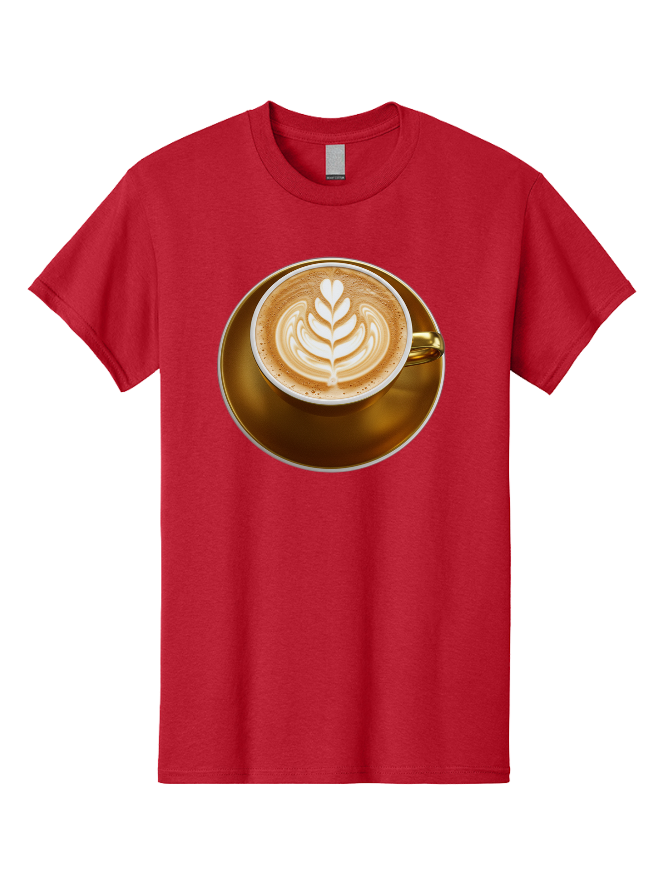 Cappuccino-Coffee Men'S Graphic Tee, 100% Cotton, Comfortable Casual Summer Wear, Machine Washable, Latte Art, Coffee Design, Leaf Pattern, Heart Shape, Coffee Cup, Saucer, Coffee Culture, Specialty Coffee, Espresso Art, Crema, Coffee Time Baa251