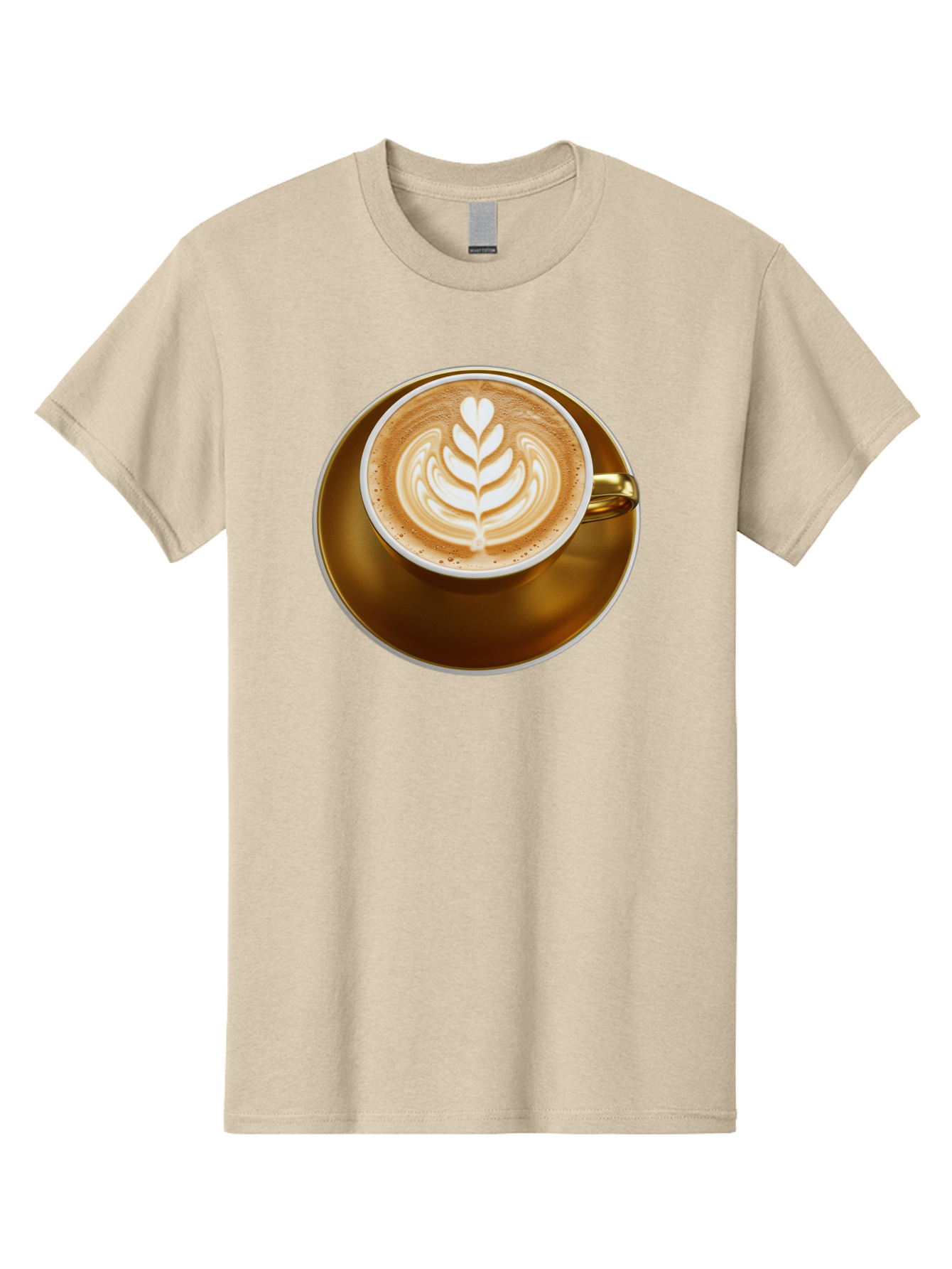 Cappuccino-Coffee Men'S Graphic Tee, 100% Cotton, Comfortable Casual Summer Wear, Machine Washable, Latte Art, Coffee Design, Leaf Pattern, Heart Shape, Coffee Cup, Saucer, Coffee Culture, Specialty Coffee, Espresso Art, Crema, Coffee Time Baa251
