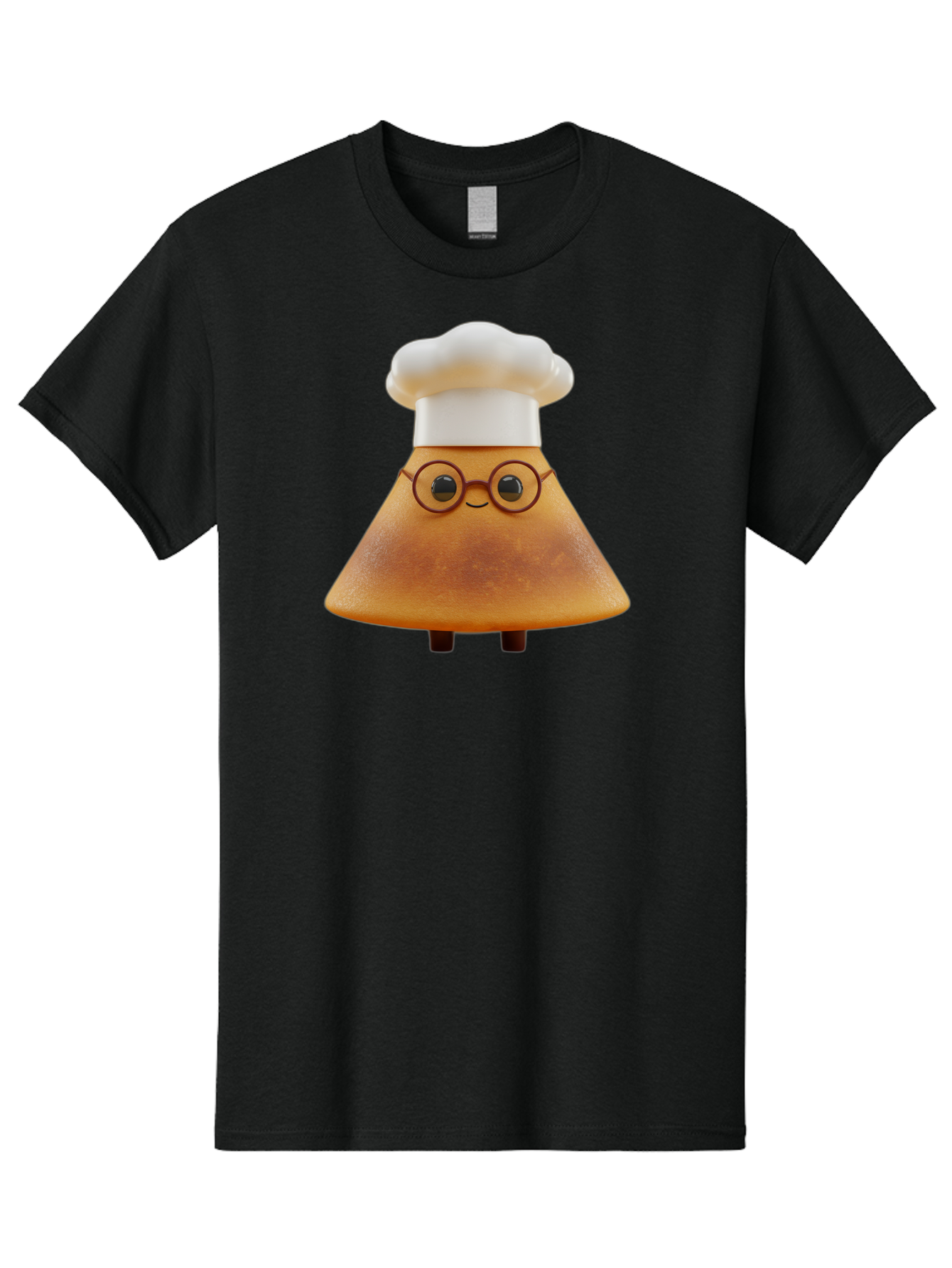 Caramel-Macchiato Men'S Graphic Tee, 100% Cotton, Comfortable Casual Summer Wear, Machine Washable, Cartoon Chef, Triangular Chef, Chef Hat, Round Glasses, Smiling Face, Black Eyes, Chef Character, Kitchen Staff, Cooking, Funny Character, Baa252