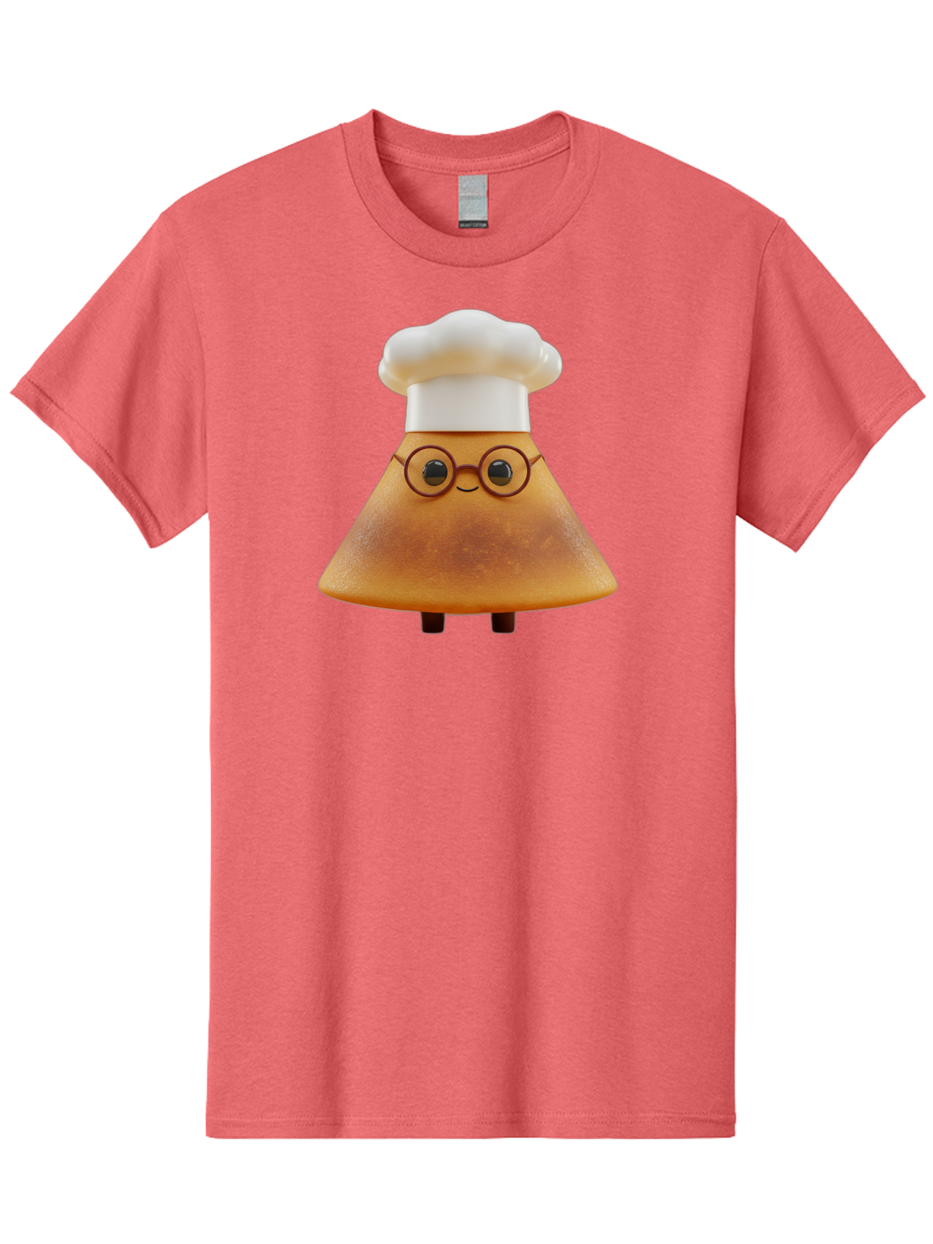 Caramel-Macchiato Men'S Graphic Tee, 100% Cotton, Comfortable Casual Summer Wear, Machine Washable, Cartoon Chef, Triangular Chef, Chef Hat, Round Glasses, Smiling Face, Black Eyes, Chef Character, Kitchen Staff, Cooking, Funny Character, Baa252