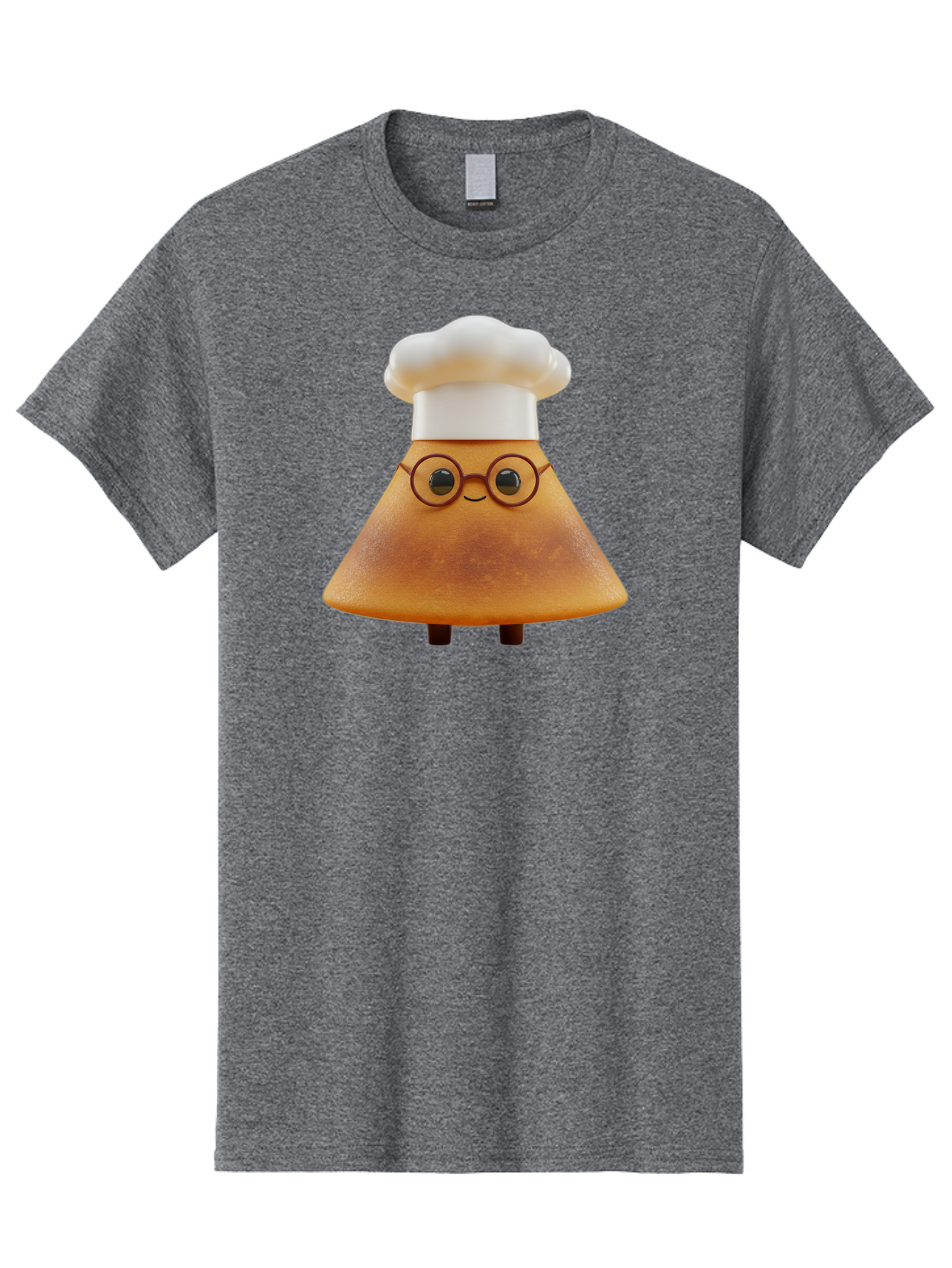 Caramel-Macchiato Men'S Graphic Tee, 100% Cotton, Comfortable Casual Summer Wear, Machine Washable, Cartoon Chef, Triangular Chef, Chef Hat, Round Glasses, Smiling Face, Black Eyes, Chef Character, Kitchen Staff, Cooking, Funny Character, Baa252