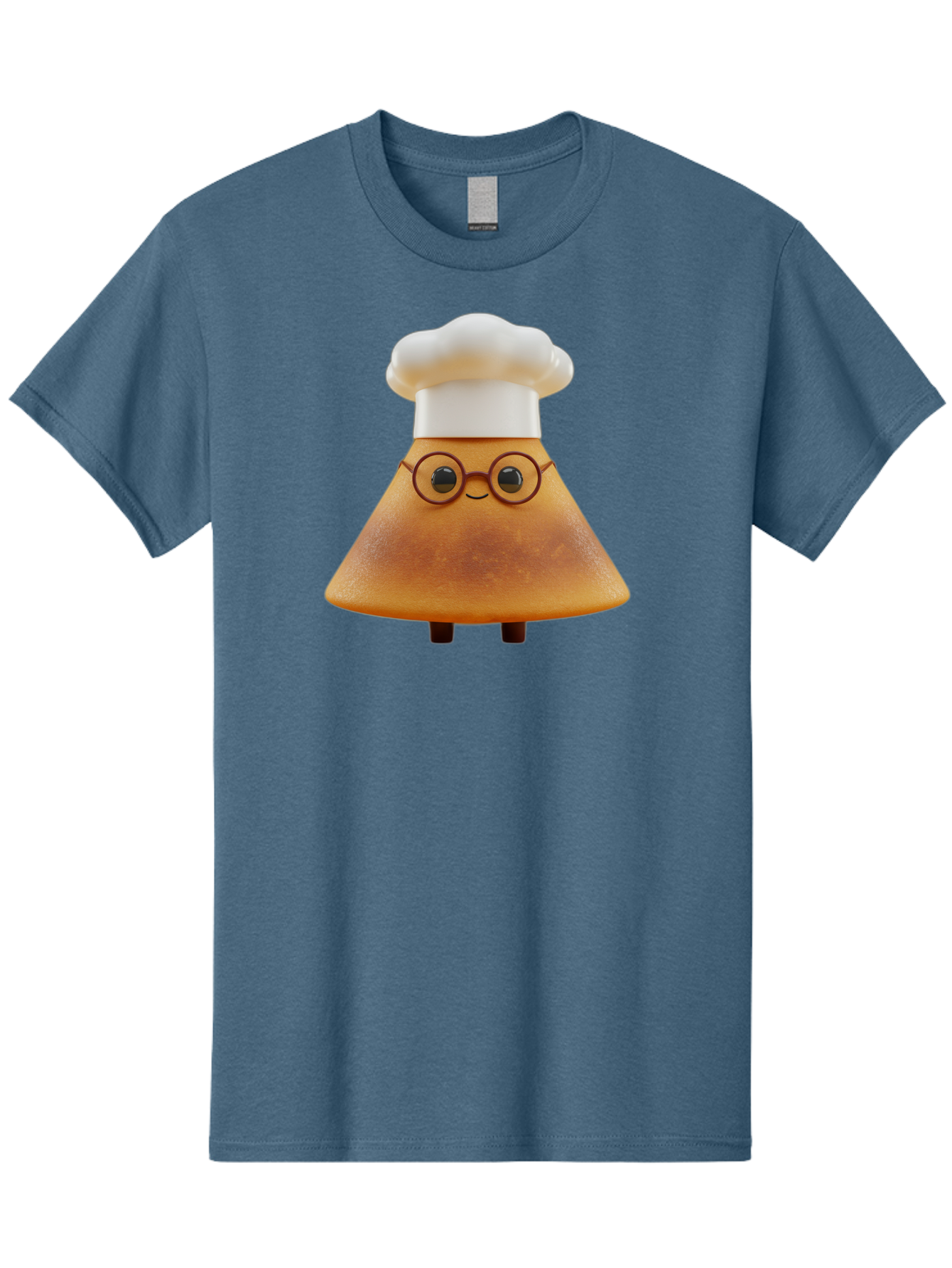 Caramel-Macchiato Men'S Graphic Tee, 100% Cotton, Comfortable Casual Summer Wear, Machine Washable, Cartoon Chef, Triangular Chef, Chef Hat, Round Glasses, Smiling Face, Black Eyes, Chef Character, Kitchen Staff, Cooking, Funny Character, Baa252
