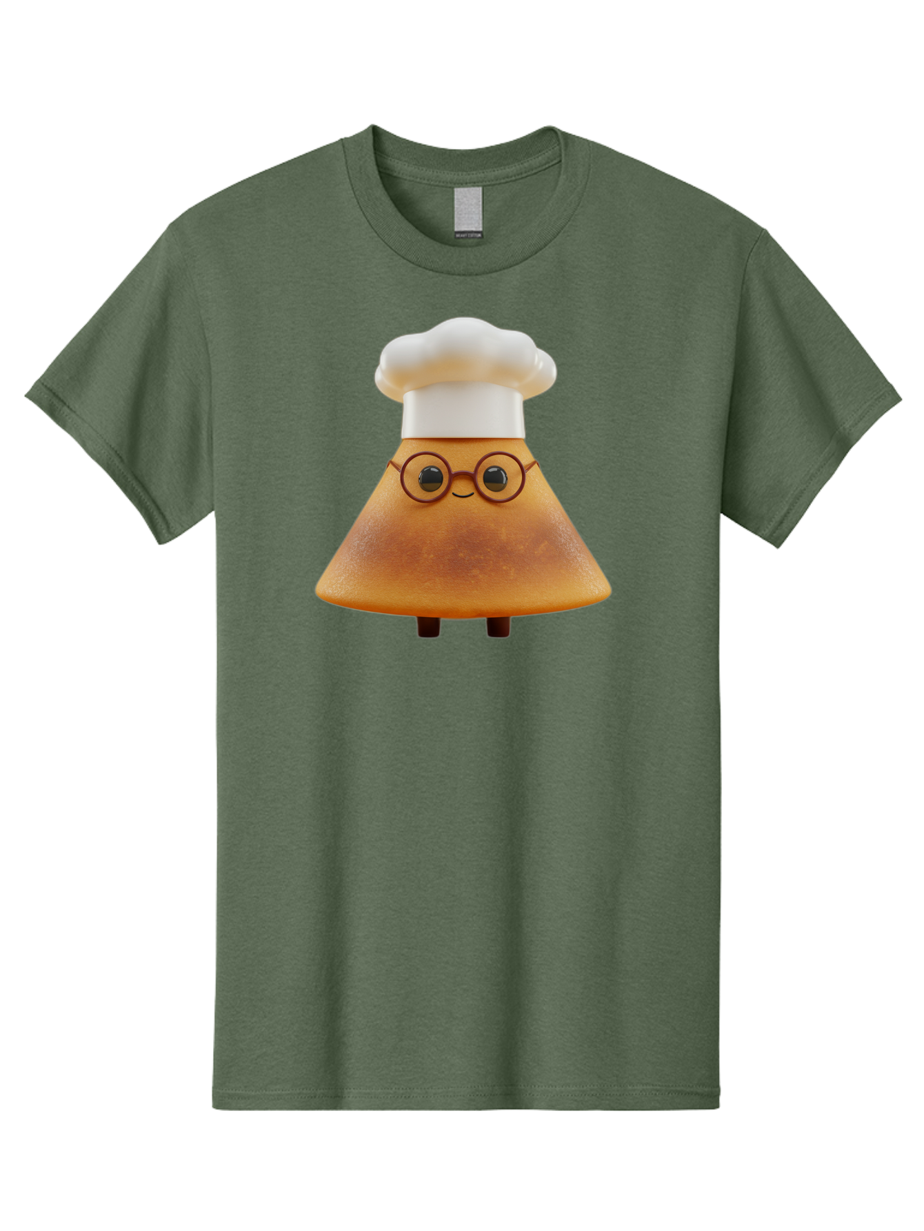 Caramel-Macchiato Men'S Graphic Tee, 100% Cotton, Comfortable Casual Summer Wear, Machine Washable, Cartoon Chef, Triangular Chef, Chef Hat, Round Glasses, Smiling Face, Black Eyes, Chef Character, Kitchen Staff, Cooking, Funny Character, Baa252