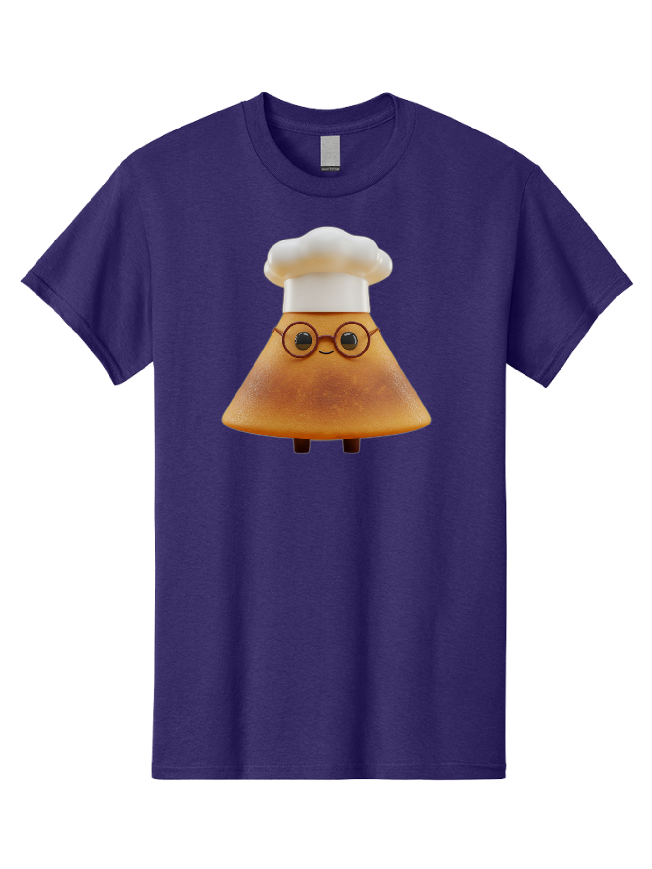 Caramel-Macchiato Men'S Graphic Tee, 100% Cotton, Comfortable Casual Summer Wear, Machine Washable, Cartoon Chef, Triangular Chef, Chef Hat, Round Glasses, Smiling Face, Black Eyes, Chef Character, Kitchen Staff, Cooking, Funny Character, Baa252