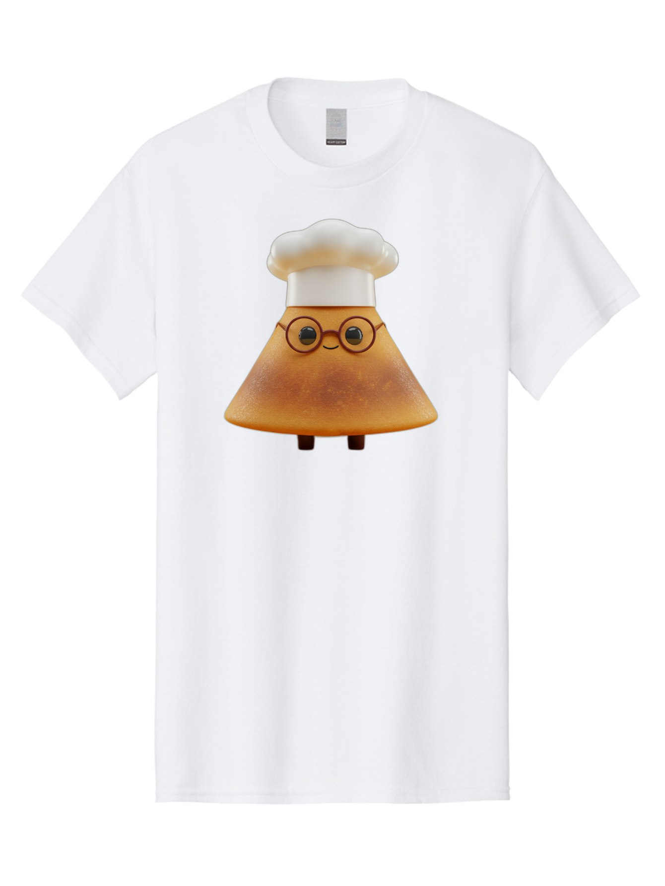 Caramel-Macchiato Men'S Graphic Tee, 100% Cotton, Comfortable Casual Summer Wear, Machine Washable, Cartoon Chef, Triangular Chef, Chef Hat, Round Glasses, Smiling Face, Black Eyes, Chef Character, Kitchen Staff, Cooking, Funny Character, Baa252