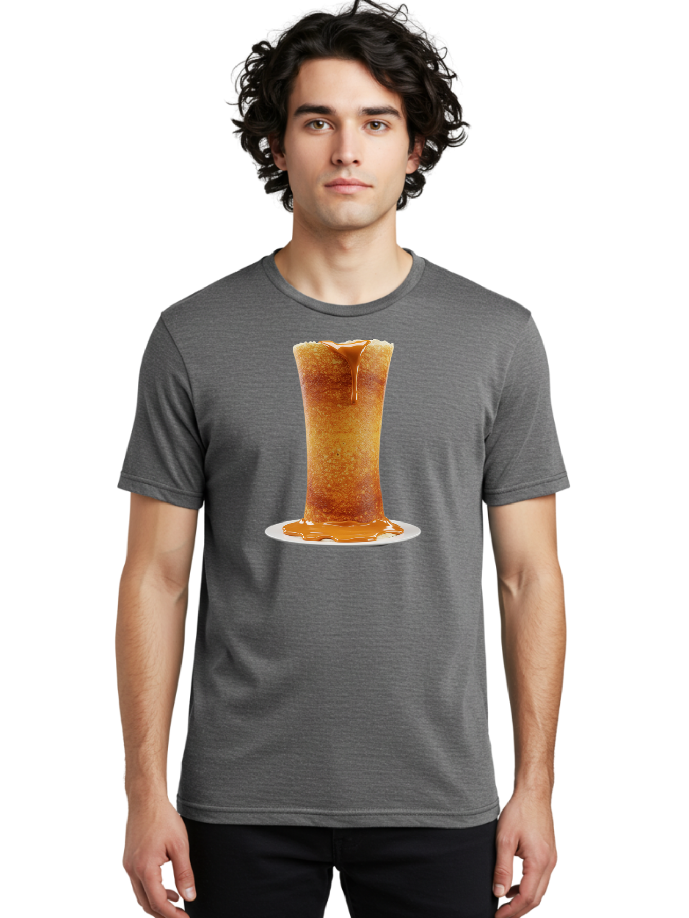 Caramel-Popcorn-Cone Men'S Graphic Tee, 100% Cotton, Comfortable Casual Summer Wear, Machine Washable, Caramel Crepe, Sweet Dessert, Caramel Sauce, French Cuisine, Delicious Treat, Indulgent Delight, Golden Brown, Sticky Sauce Baa253