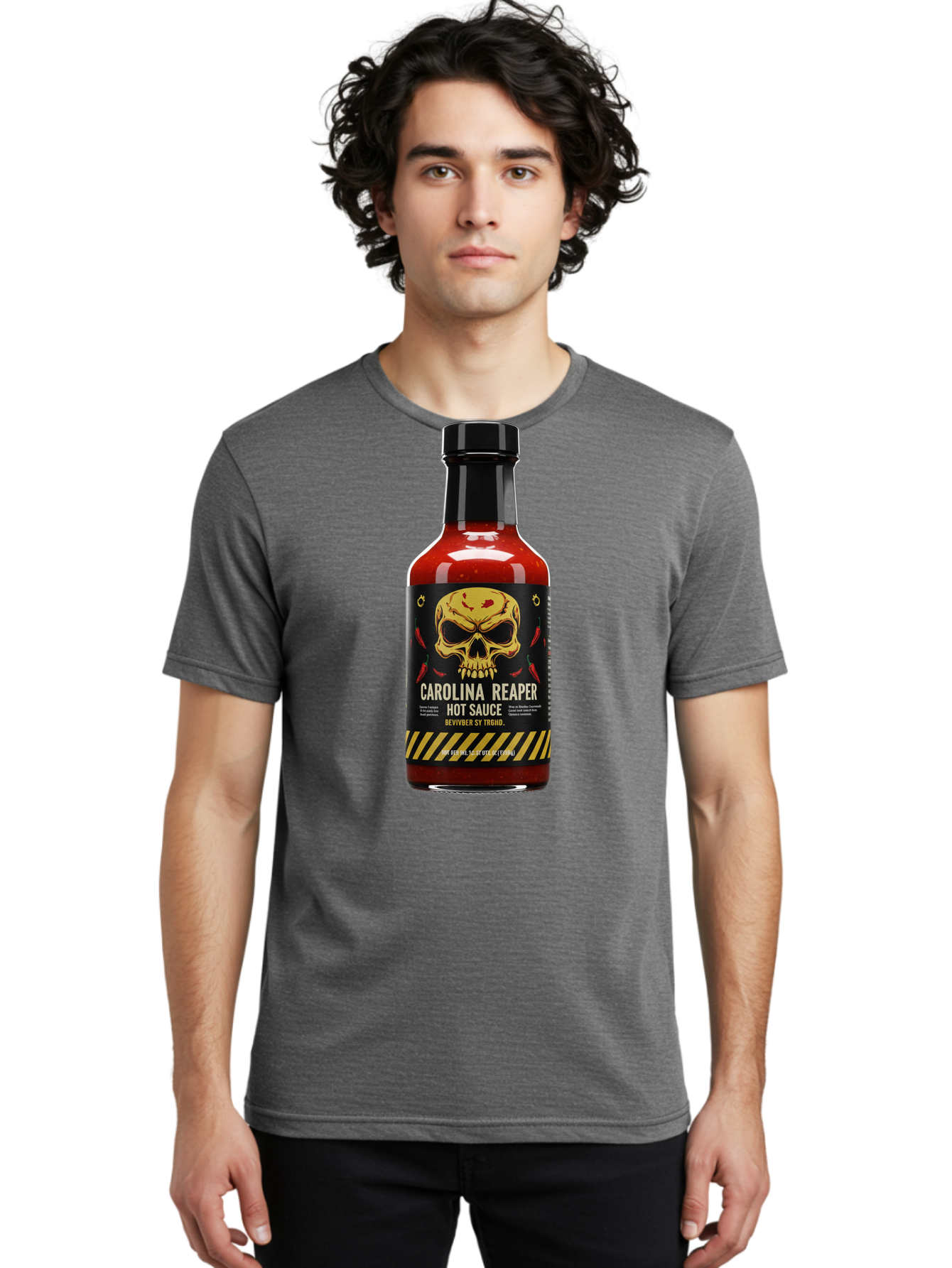 Carolina-Reaper-Hot-Sauce Men'S Graphic Tee, 100% Cotton, Comfortable Casual Summer Wear, Machine Washable, Carolina Reaper Hot Sauce, Spicy Condiment, Fiery Flavor, Pepper Sauce, Hot Pepper, Reaper Pepper, Extreme Heat, Bold Taste, Baa254