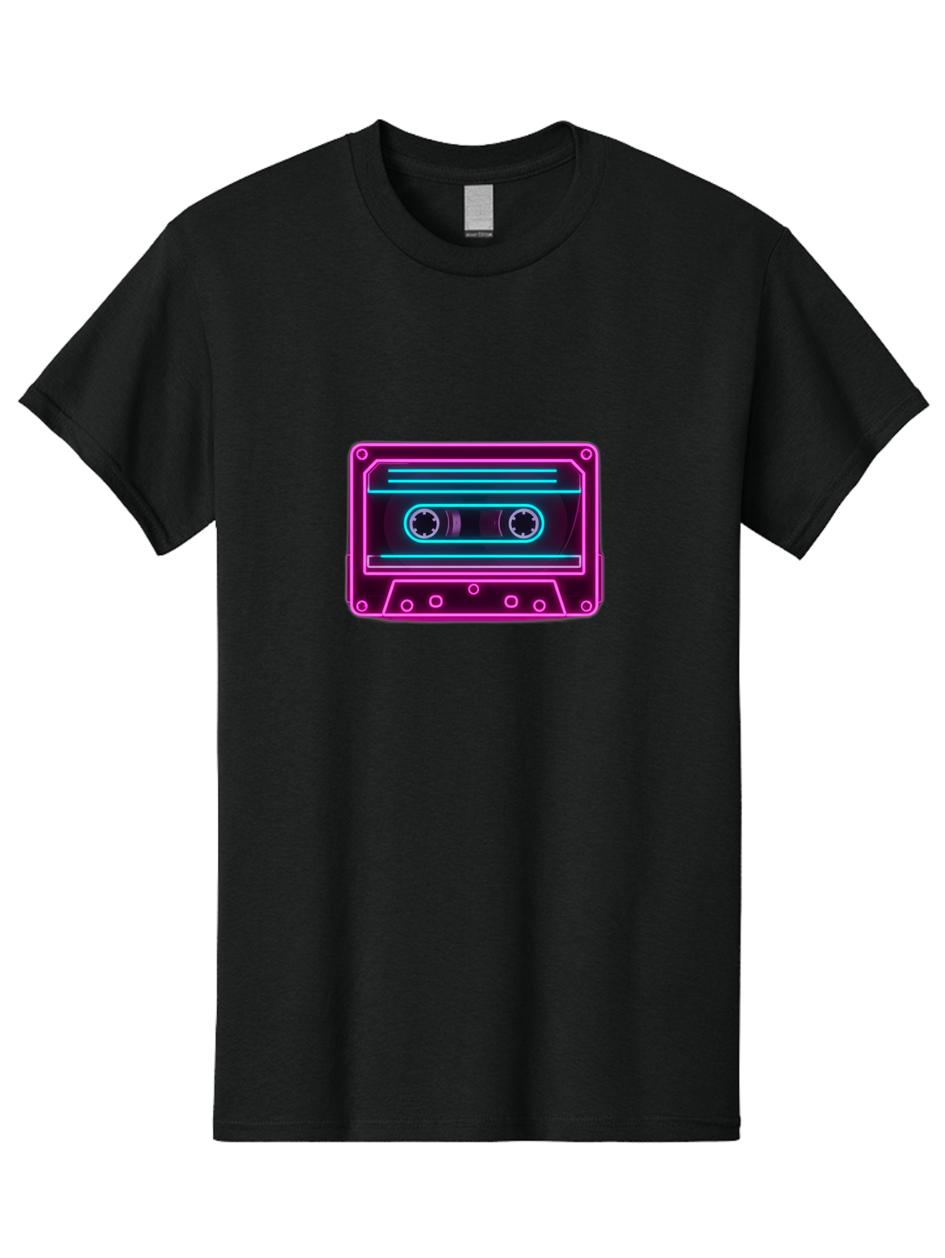 Cassette-Tape-2 Men'S Graphic Tee, 100% Cotton, Comfortable Casual Summer Wear, Machine Washable, Retro Cassette Tape, Neon Lights, Colorful, Nostalgic Music, 80S And 90S Vibe, Music Technology, Audio Nostalgia, Vintage Electronics, Baa260