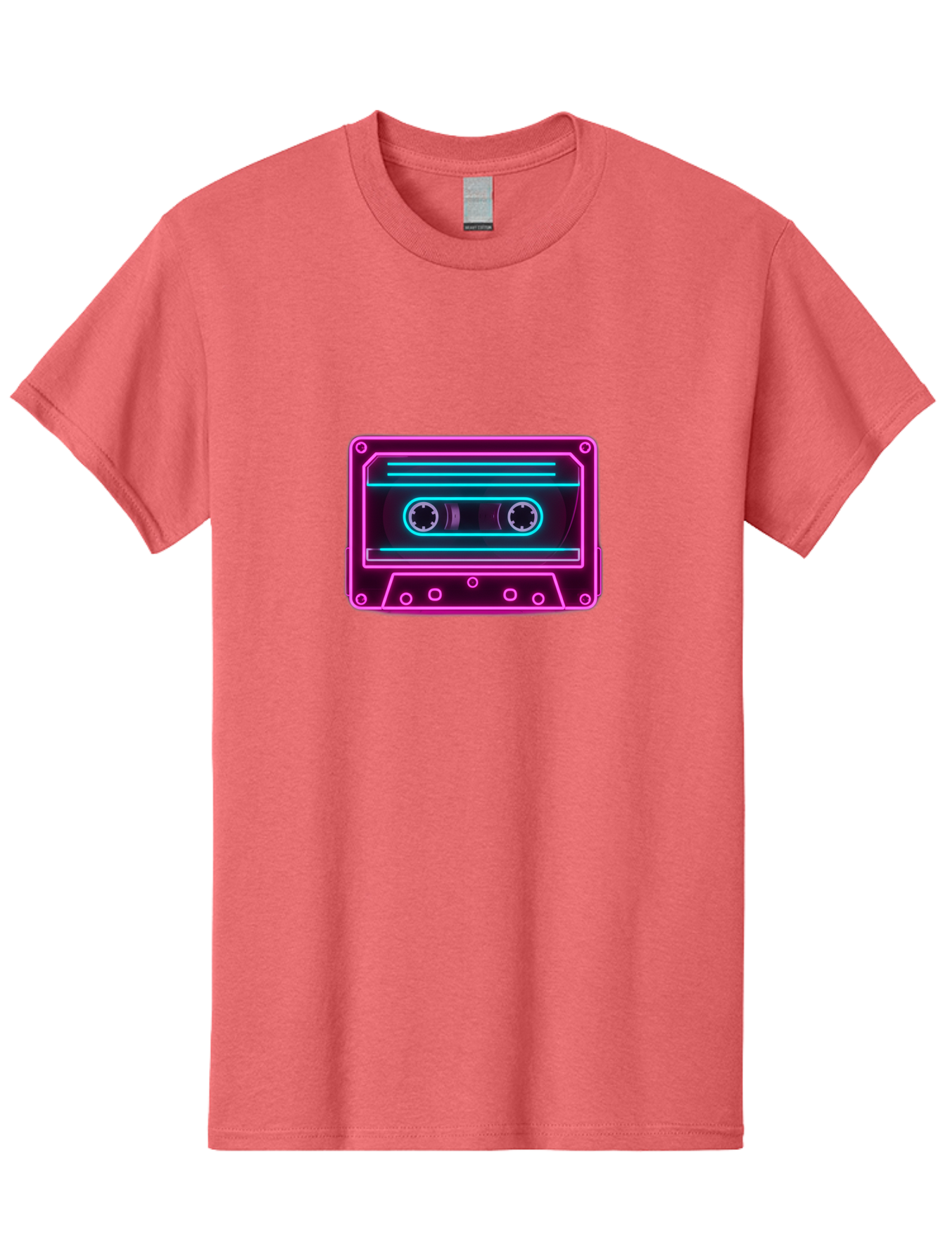 Cassette-Tape-2 Men'S Graphic Tee, 100% Cotton, Comfortable Casual Summer Wear, Machine Washable, Retro Cassette Tape, Neon Lights, Colorful, Nostalgic Music, 80S And 90S Vibe, Music Technology, Audio Nostalgia, Vintage Electronics, Baa260