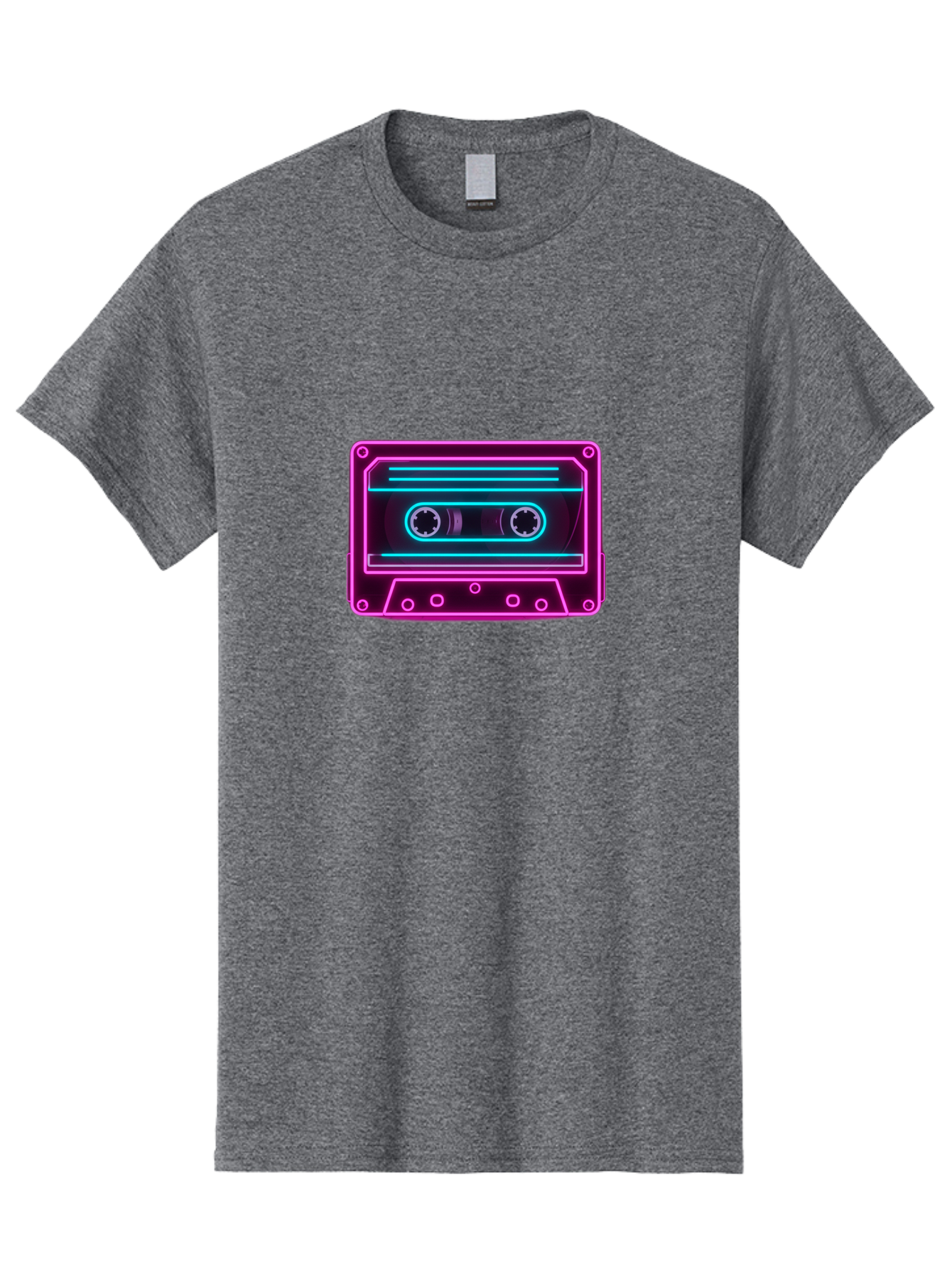 Cassette-Tape-2 Men'S Graphic Tee, 100% Cotton, Comfortable Casual Summer Wear, Machine Washable, Retro Cassette Tape, Neon Lights, Colorful, Nostalgic Music, 80S And 90S Vibe, Music Technology, Audio Nostalgia, Vintage Electronics, Baa260