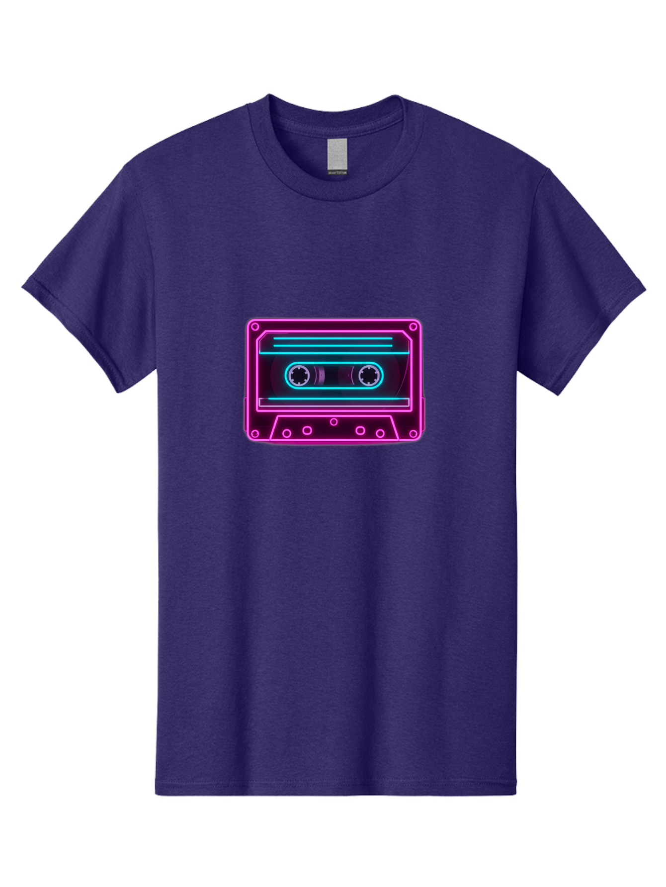 Cassette-Tape-2 Men'S Graphic Tee, 100% Cotton, Comfortable Casual Summer Wear, Machine Washable, Retro Cassette Tape, Neon Lights, Colorful, Nostalgic Music, 80S And 90S Vibe, Music Technology, Audio Nostalgia, Vintage Electronics, Baa260