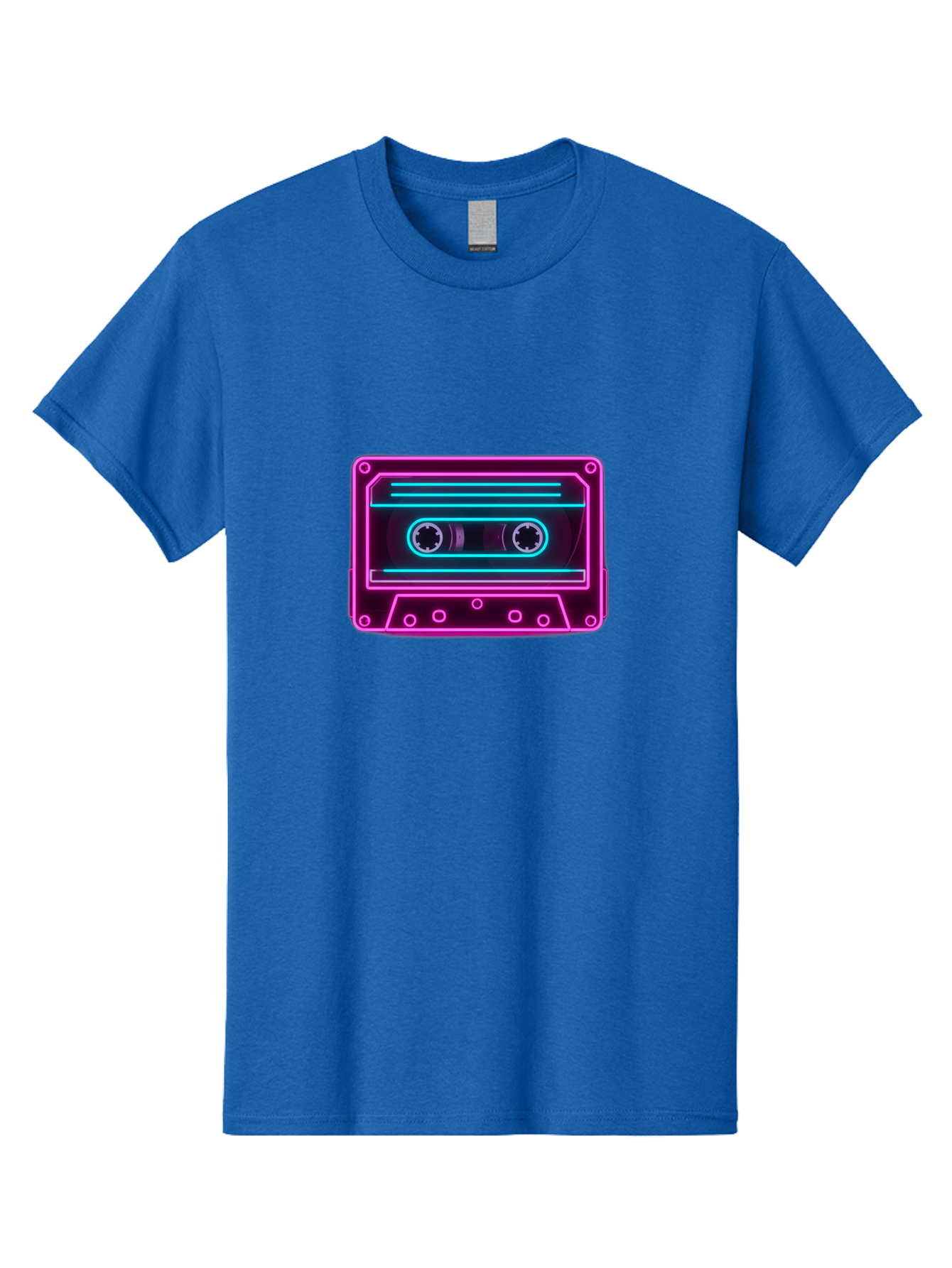 Cassette-Tape-2 Men'S Graphic Tee, 100% Cotton, Comfortable Casual Summer Wear, Machine Washable, Retro Cassette Tape, Neon Lights, Colorful, Nostalgic Music, 80S And 90S Vibe, Music Technology, Audio Nostalgia, Vintage Electronics, Baa260