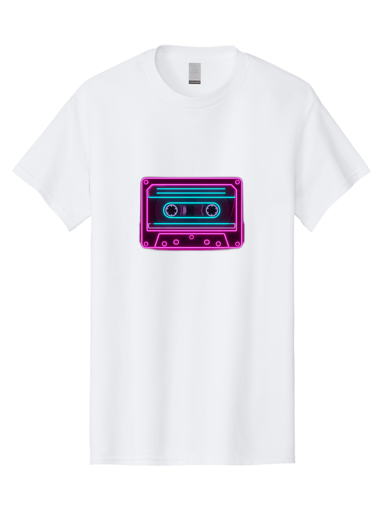 Cassette-Tape-2 Men'S Graphic Tee, 100% Cotton, Comfortable Casual Summer Wear, Machine Washable, Retro Cassette Tape, Neon Lights, Colorful, Nostalgic Music, 80S And 90S Vibe, Music Technology, Audio Nostalgia, Vintage Electronics, Baa260