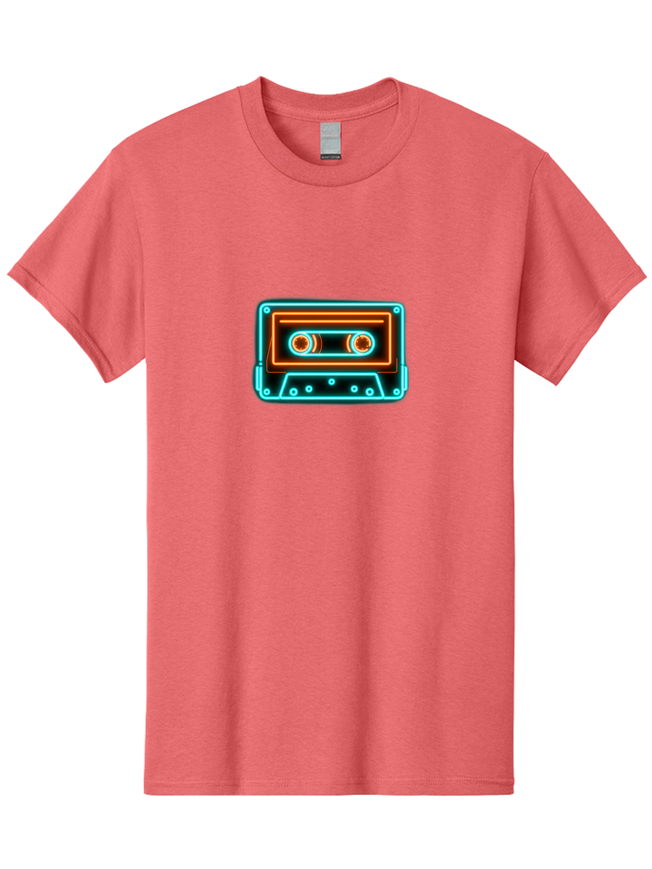 Cassette-Tape-6 Men'S Graphic Tee, 100% Cotton, Comfortable Casual Summer Wear, Machine Washable, Retro Cassette Tape, Neon Lights, Vibrant Colors, Nostalgic Music, Retro Technology, 80S And 90S Memorabilia, Music Lover, Vintage Audio Baa264