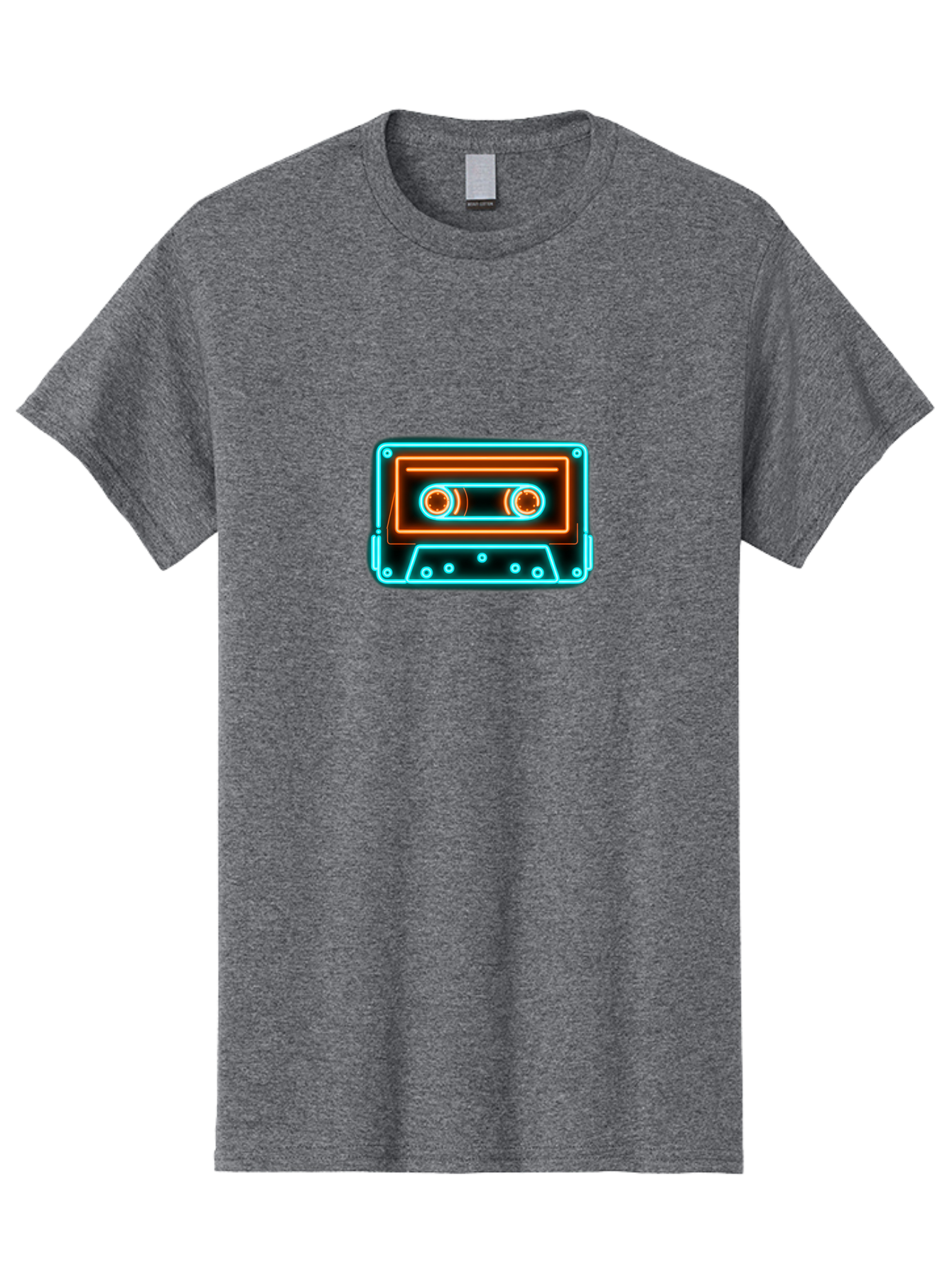 Cassette-Tape-6 Men'S Graphic Tee, 100% Cotton, Comfortable Casual Summer Wear, Machine Washable, Retro Cassette Tape, Neon Lights, Vibrant Colors, Nostalgic Music, Retro Technology, 80S And 90S Memorabilia, Music Lover, Vintage Audio Baa264