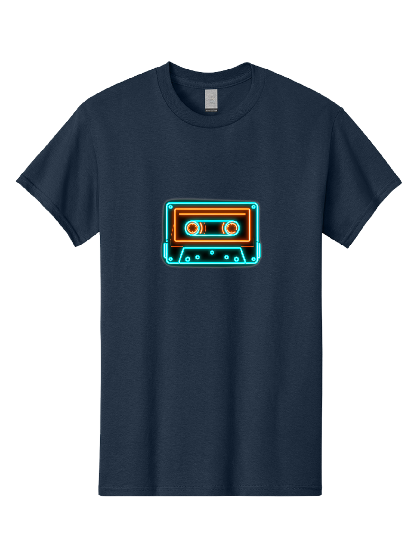 Cassette-Tape-6 Men'S Graphic Tee, 100% Cotton, Comfortable Casual Summer Wear, Machine Washable, Retro Cassette Tape, Neon Lights, Vibrant Colors, Nostalgic Music, Retro Technology, 80S And 90S Memorabilia, Music Lover, Vintage Audio Baa264
