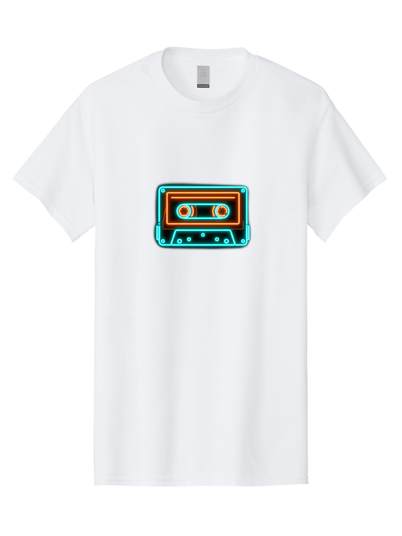 Cassette-Tape-6 Men'S Graphic Tee, 100% Cotton, Comfortable Casual Summer Wear, Machine Washable, Retro Cassette Tape, Neon Lights, Vibrant Colors, Nostalgic Music, Retro Technology, 80S And 90S Memorabilia, Music Lover, Vintage Audio Baa264