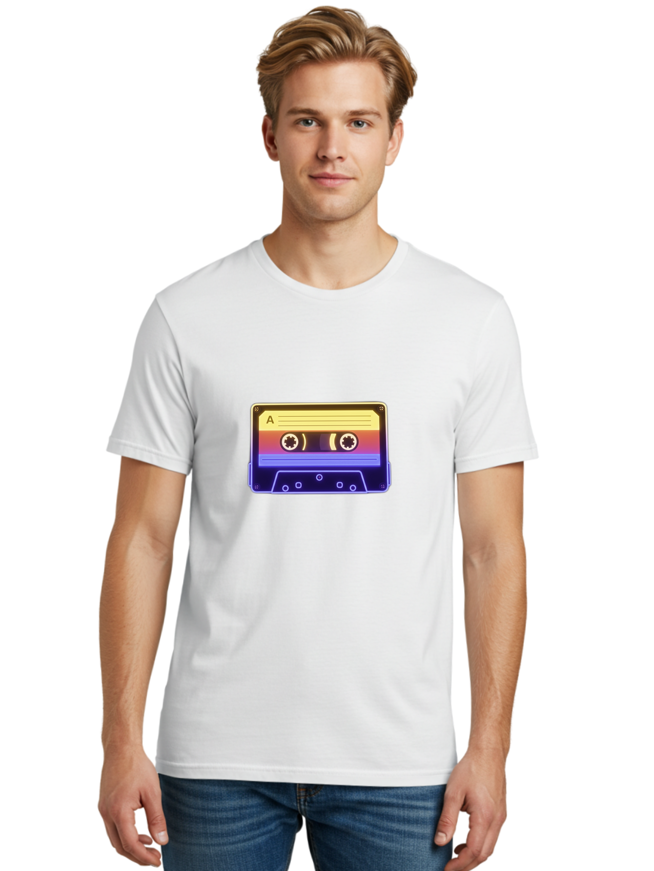 Cassette-Tape-A-1 Men'S Graphic Tee, 100% Cotton, Comfortable Casual Summer Wear, Machine Washable, Retro Cassette Tape, Vintage Music, Nostalgic Technology, 80S And 90S Memorabilia, Mixtape, Cassette Player, Retro Audio Baa265