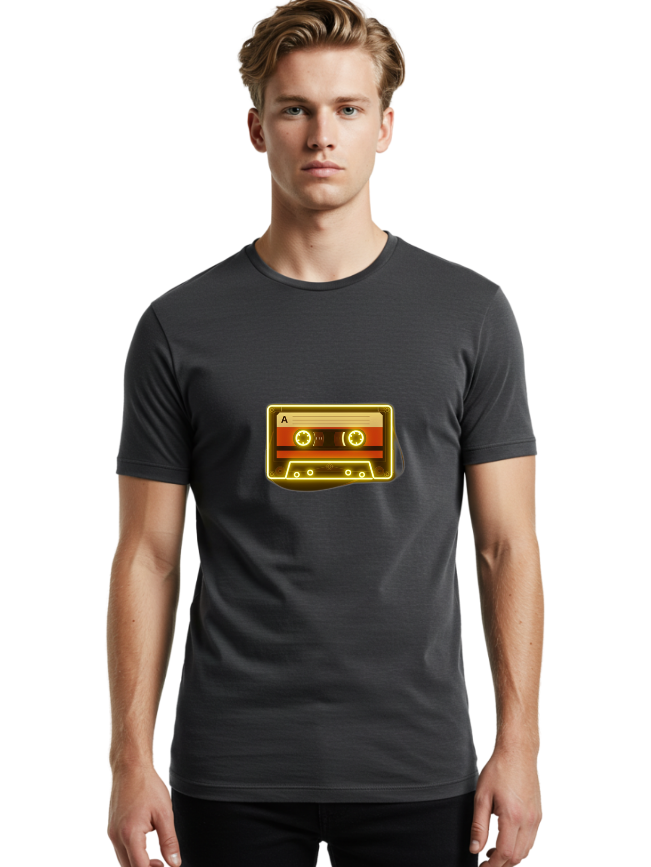 Cassette-Tape-A-4 Men'S Graphic Tee, 100% Cotton, Comfortable Casual Summer Wear, Machine Washable, Retro Cassette Tape, Vintage Music, Nostalgic Technology, Classic Audio, Mixtape, Music Lover, Retro Aesthetic, 80S And 90S Vibe, A Side Baa268