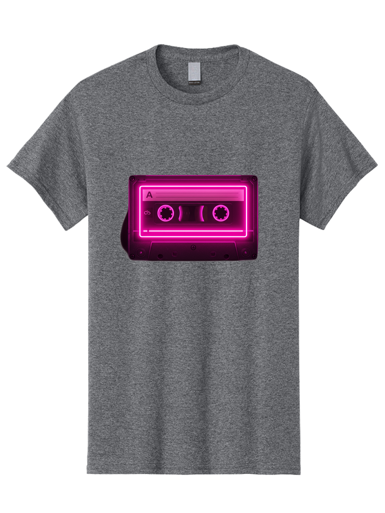 Cassette-Tape-A-5 Men'S Graphic Tee, 100% Cotton, Comfortable Casual Summer Wear, Machine Washable, Cassette Tape, Retro Music, Vintage Technology, Neon Lights, Pink Glow, Cassette A, Cb Label, 80S Nostalgia, Music Lover, Retro Vibe Baa269
