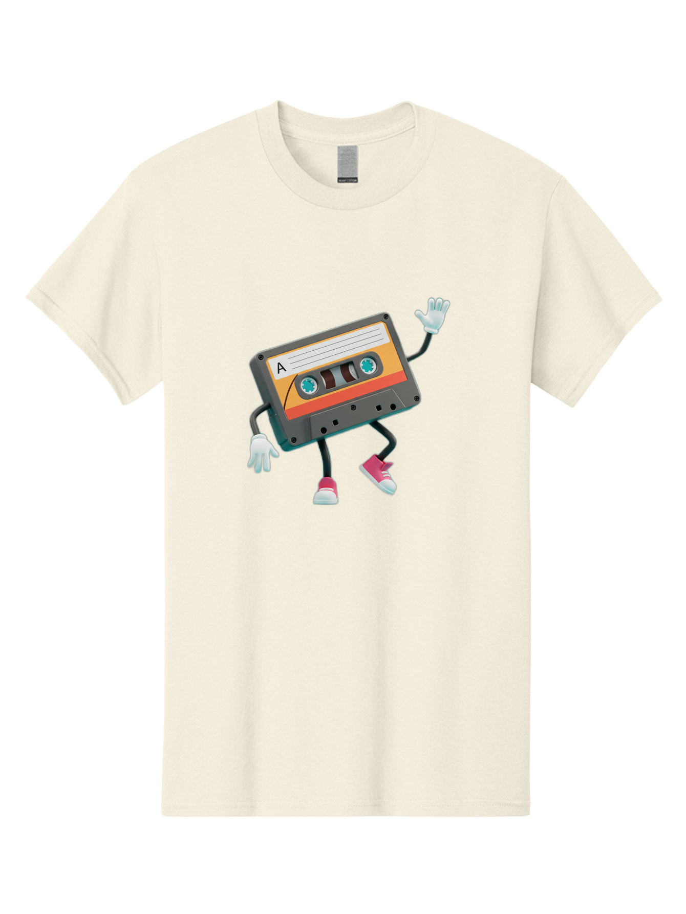 Cassette-Tape-A Men'S Graphic Tee, 100% Cotton, Comfortable Casual Summer Wear, Machine Washable, Retro Cassette Tape, Anthropomorphic Cassette, Cartoon Character, Mixtape Nostalgia, Retro Music, Funky Art, Playful Design, Vintage Vibes, Baa271