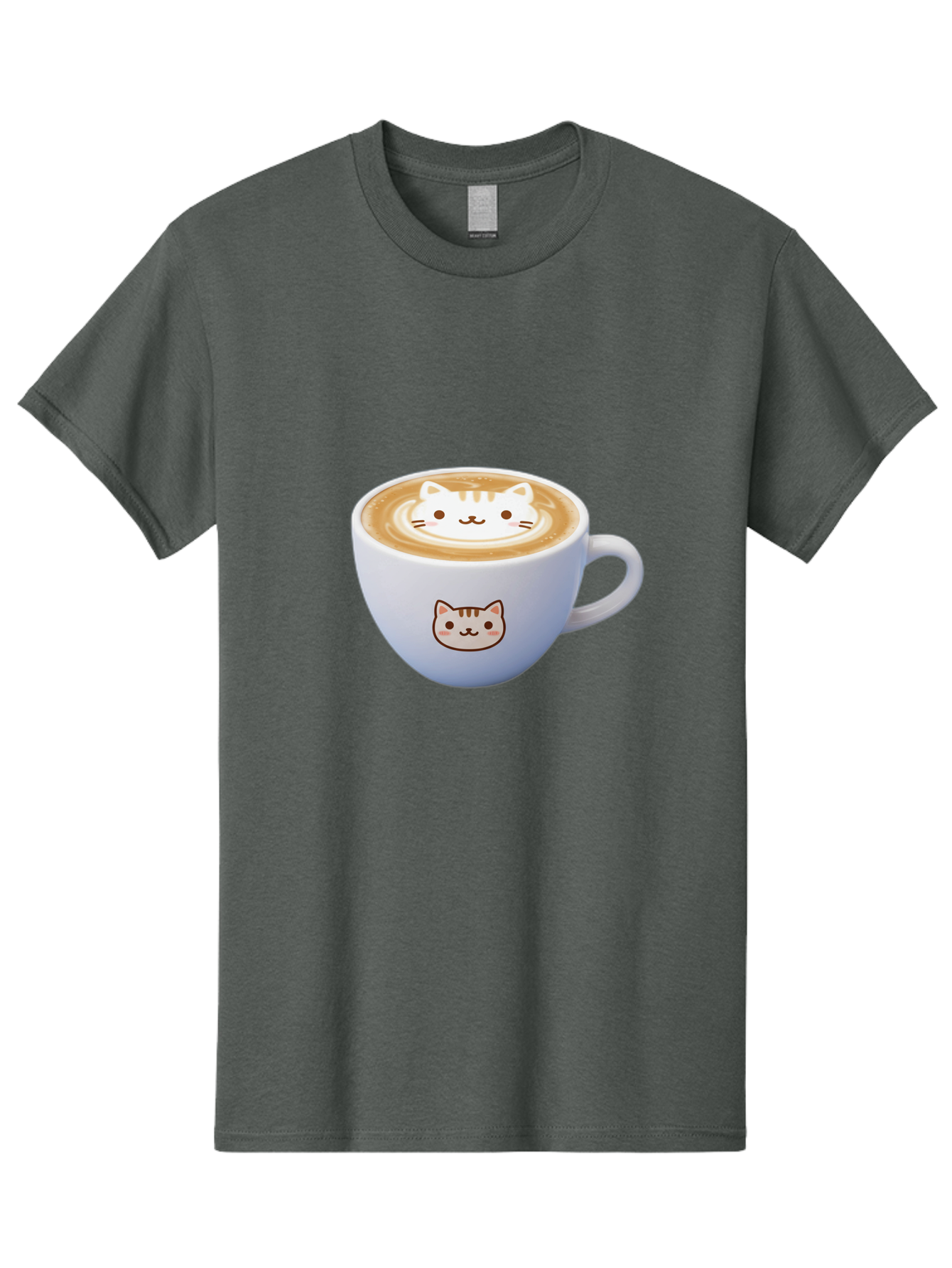 Cat-Coffee Men'S Graphic Tee, 100% Cotton, Comfortable Casual Summer Wear, Machine Washable, Cat Face Latte Art, Coffee Cup Design, Feline Illustration, Cute Cat Graphics, Coffee Culture, Latte Art, Adorable Cat Face Baa275