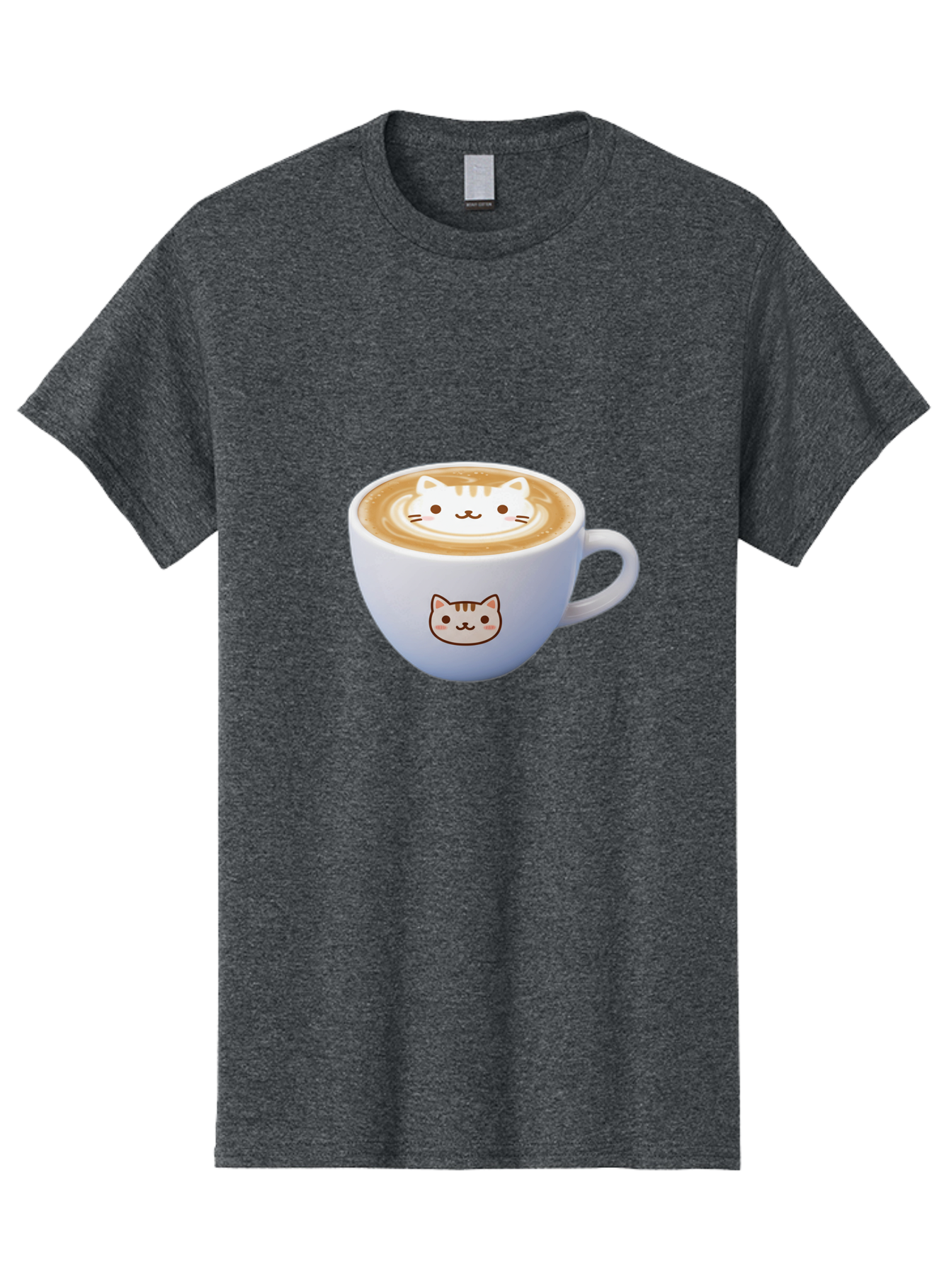 Cat-Coffee Men'S Graphic Tee, 100% Cotton, Comfortable Casual Summer Wear, Machine Washable, Cat Face Latte Art, Coffee Cup Design, Feline Illustration, Cute Cat Graphics, Coffee Culture, Latte Art, Adorable Cat Face Baa275