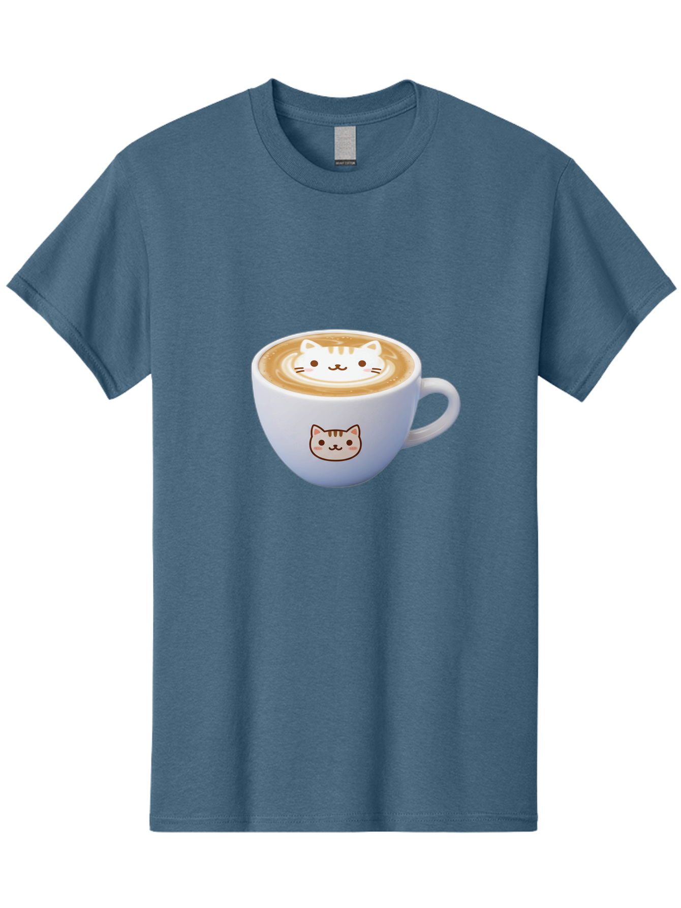 Cat-Coffee Men'S Graphic Tee, 100% Cotton, Comfortable Casual Summer Wear, Machine Washable, Cat Face Latte Art, Coffee Cup Design, Feline Illustration, Cute Cat Graphics, Coffee Culture, Latte Art, Adorable Cat Face Baa275