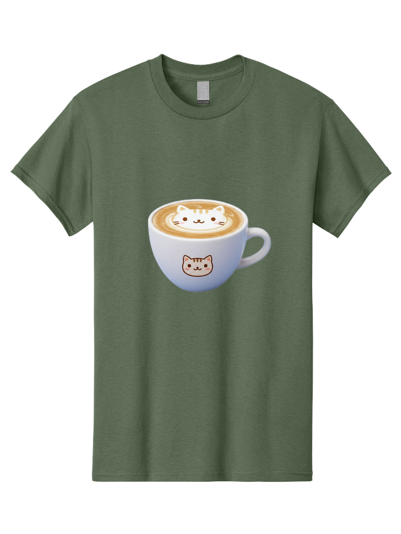Cat-Coffee Men'S Graphic Tee, 100% Cotton, Comfortable Casual Summer Wear, Machine Washable, Cat Face Latte Art, Coffee Cup Design, Feline Illustration, Cute Cat Graphics, Coffee Culture, Latte Art, Adorable Cat Face Baa275
