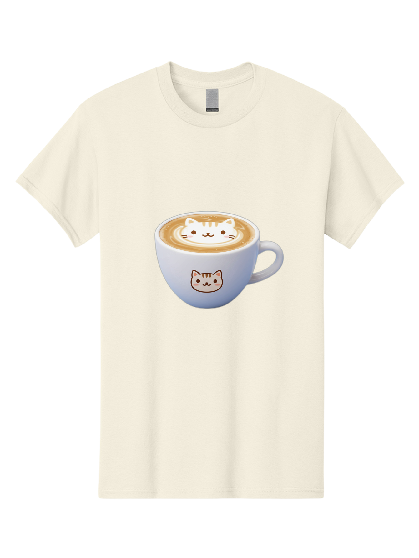 Cat-Coffee Men'S Graphic Tee, 100% Cotton, Comfortable Casual Summer Wear, Machine Washable, Cat Face Latte Art, Coffee Cup Design, Feline Illustration, Cute Cat Graphics, Coffee Culture, Latte Art, Adorable Cat Face Baa275