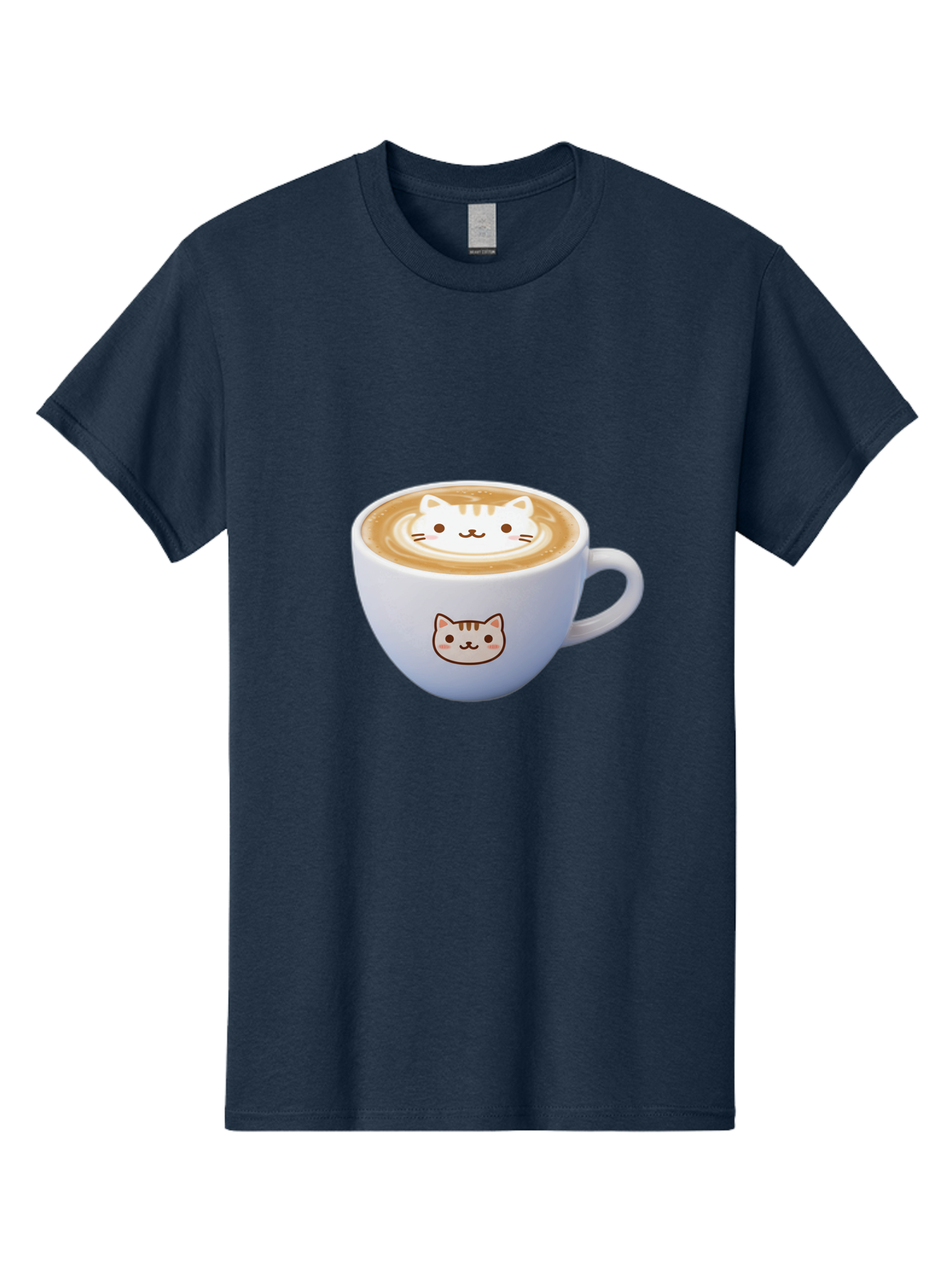 Cat-Coffee Men'S Graphic Tee, 100% Cotton, Comfortable Casual Summer Wear, Machine Washable, Cat Face Latte Art, Coffee Cup Design, Feline Illustration, Cute Cat Graphics, Coffee Culture, Latte Art, Adorable Cat Face Baa275